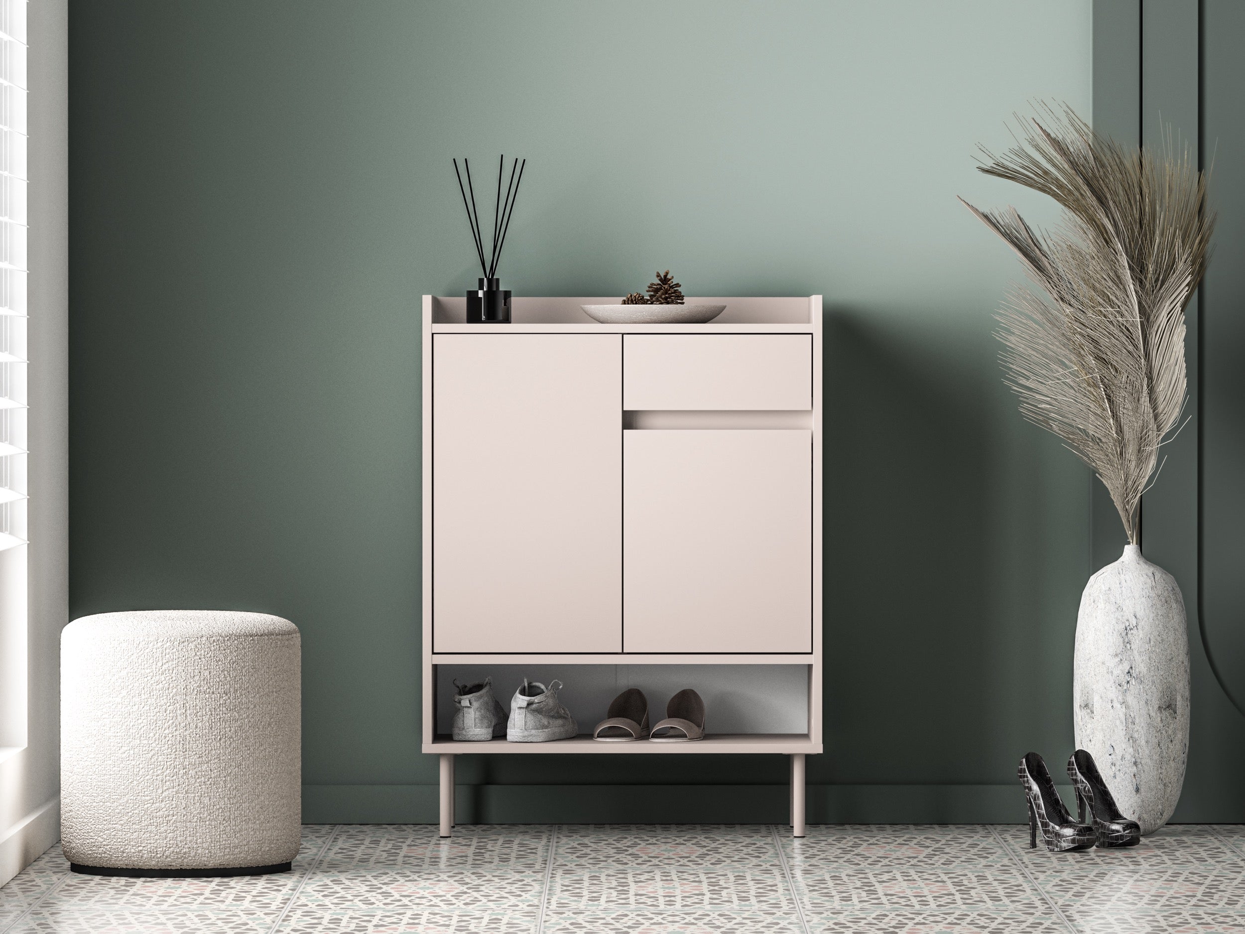 Szafka dwudrzwiowa na buty Dioce z szufladą 70 cm Kaszmir