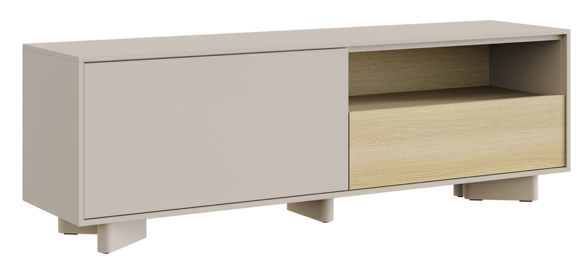 Szafka RTV Distria z szufladą 140 cm kaszmir/dąb vicenza