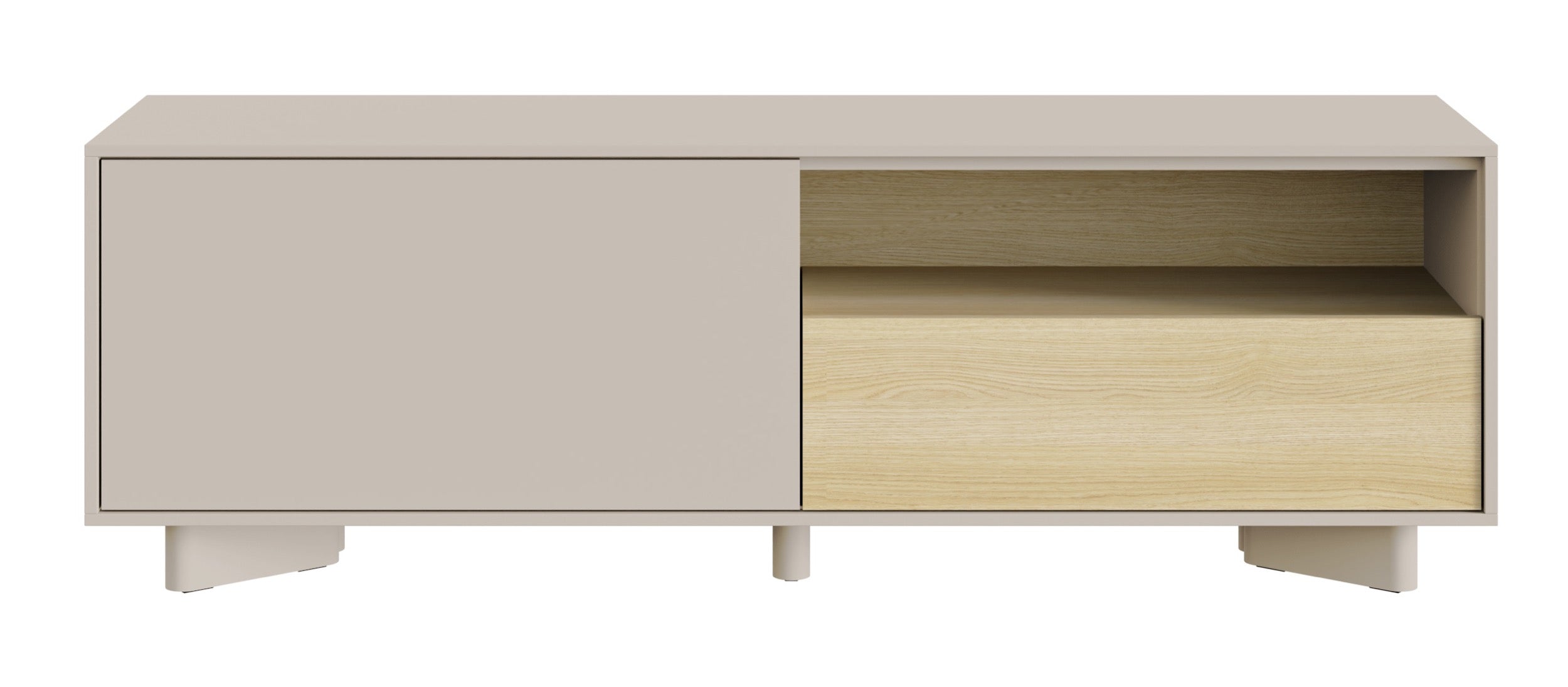 Szafka RTV Distria z szufladą 140 cm kaszmir/dąb vicenza