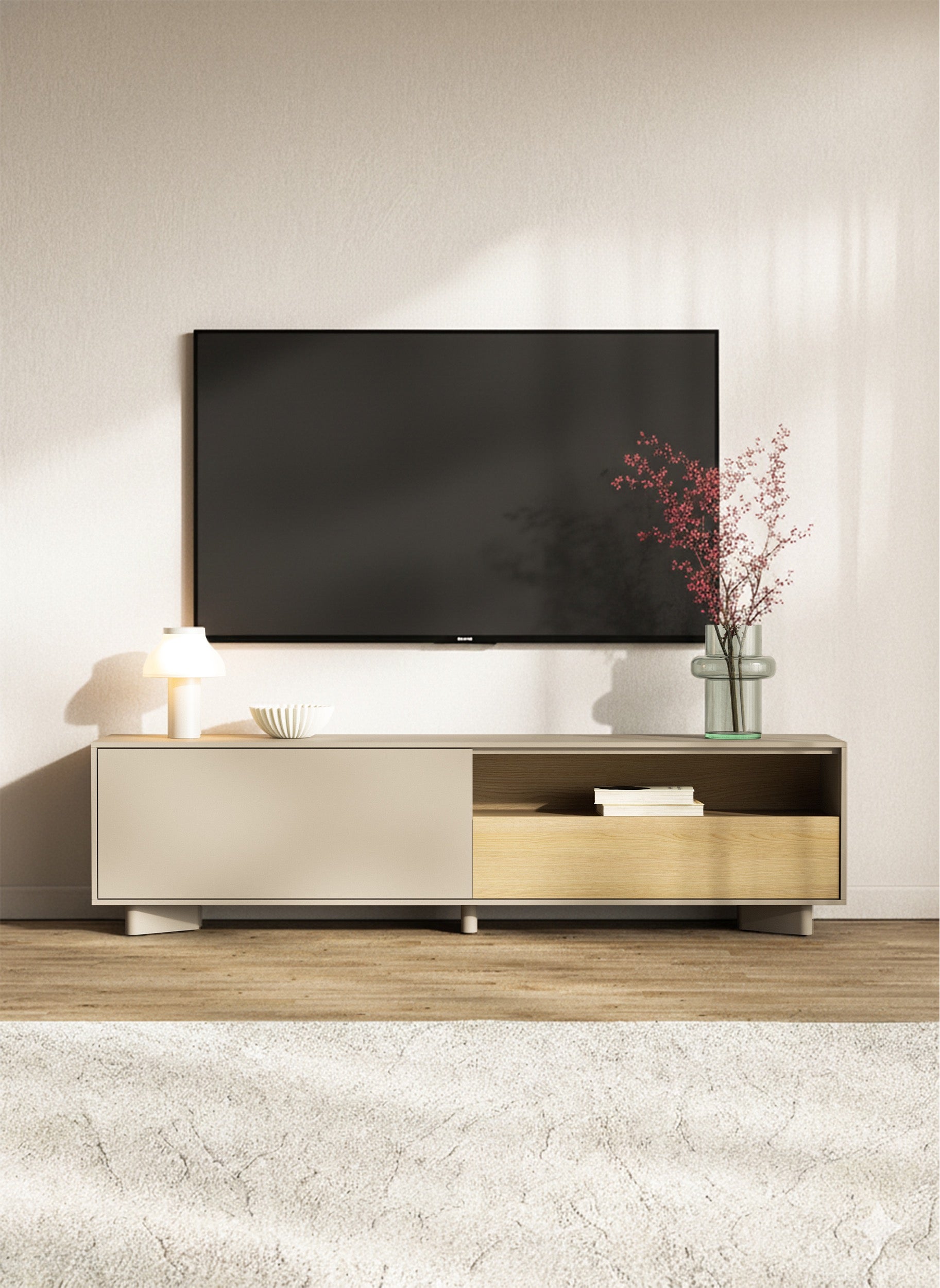 Szafka RTV Distria z szufladą 175 cm kaszmir/dąb vicenza
