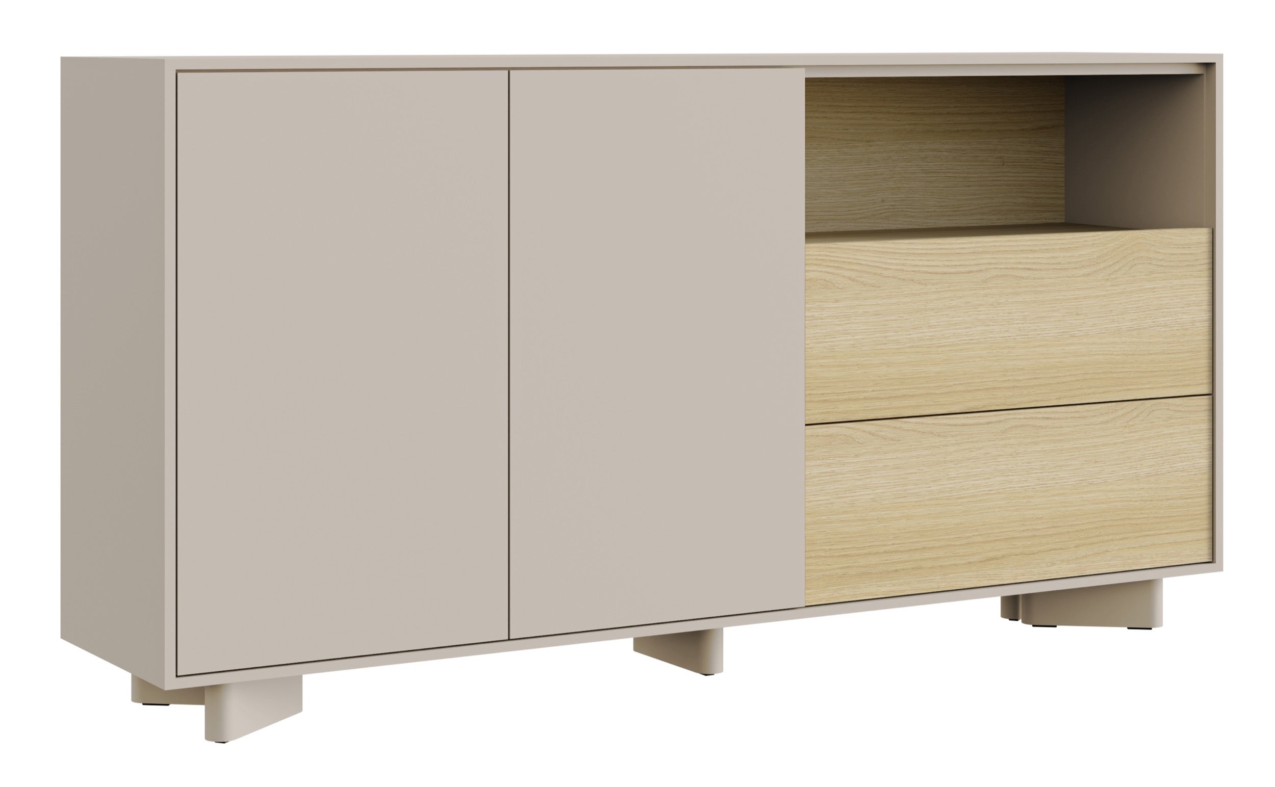 Komoda dwudrzwiowa Distria z szufladami 156 cm kaszmir/dąb vicenza