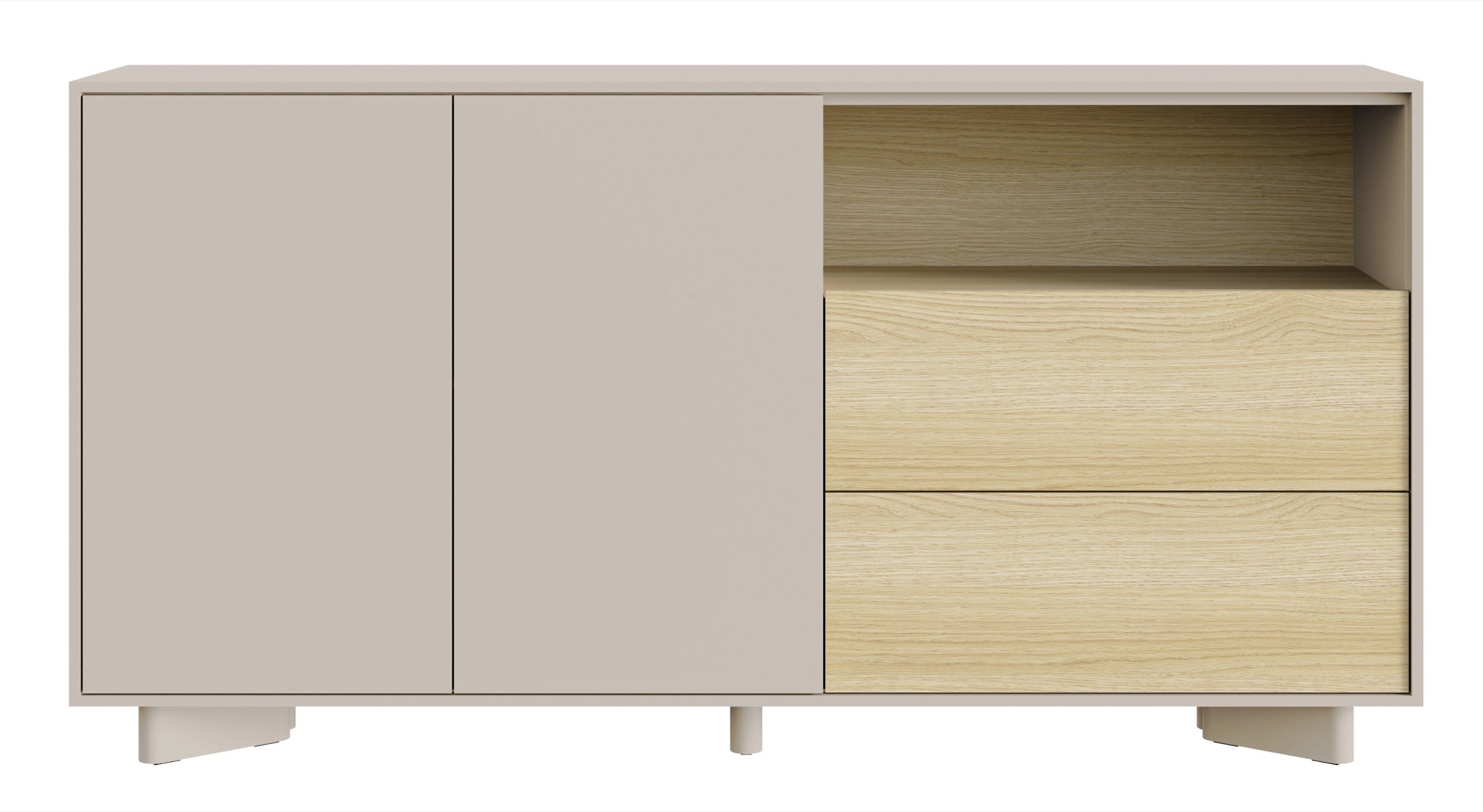 Komoda dwudrzwiowa Distria z szufladami 156 cm kaszmir/dąb vicenza