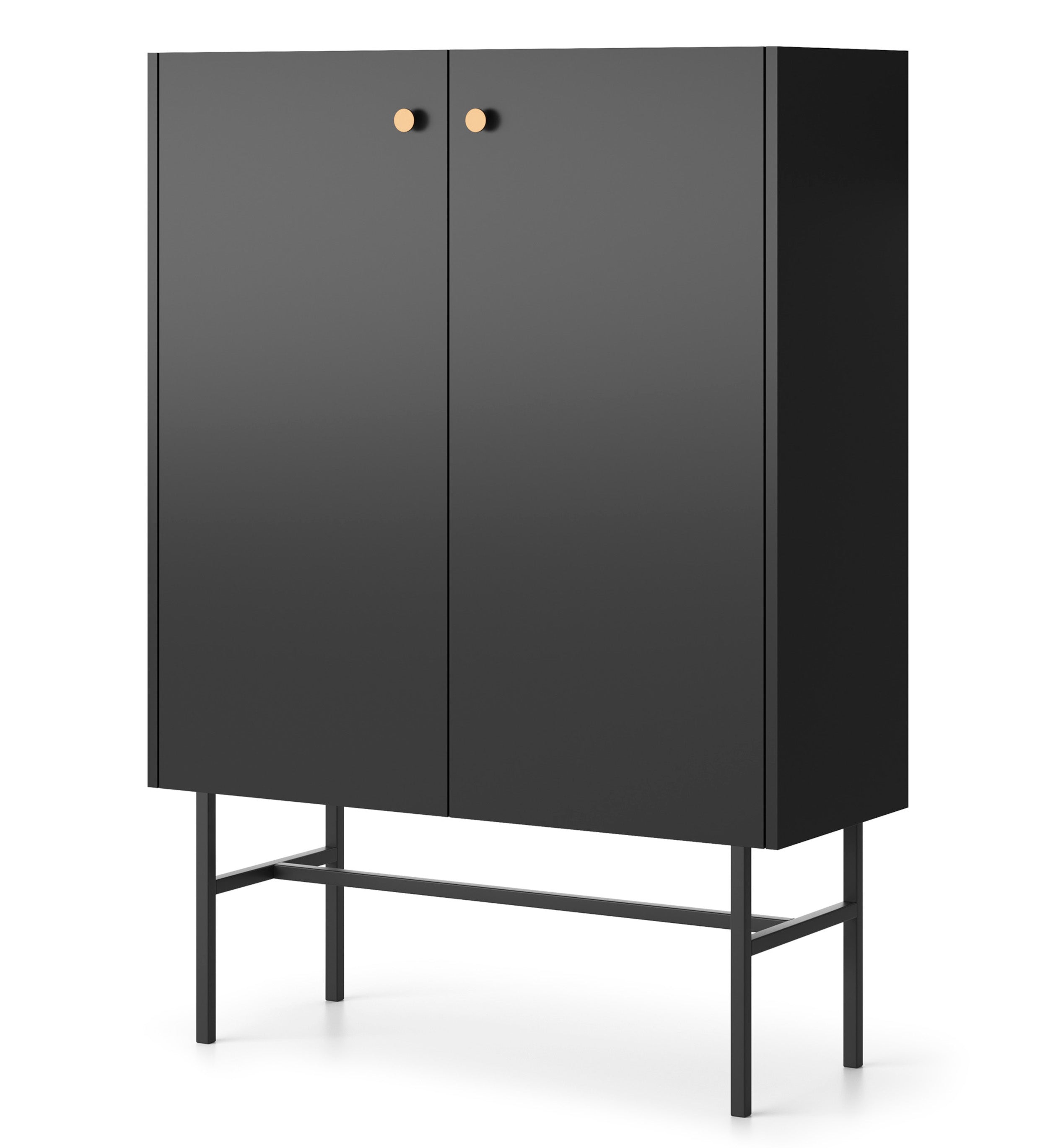 Komoda wysoka Divenos dwudrzwiowa 93 cm Czarna