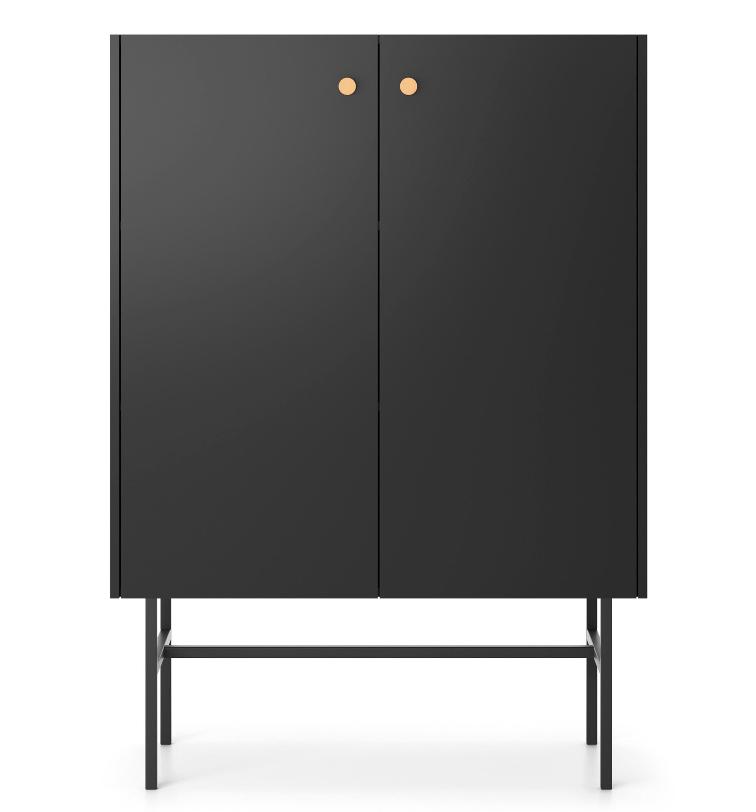 Komoda wysoka Divenos dwudrzwiowa 93 cm Czarna