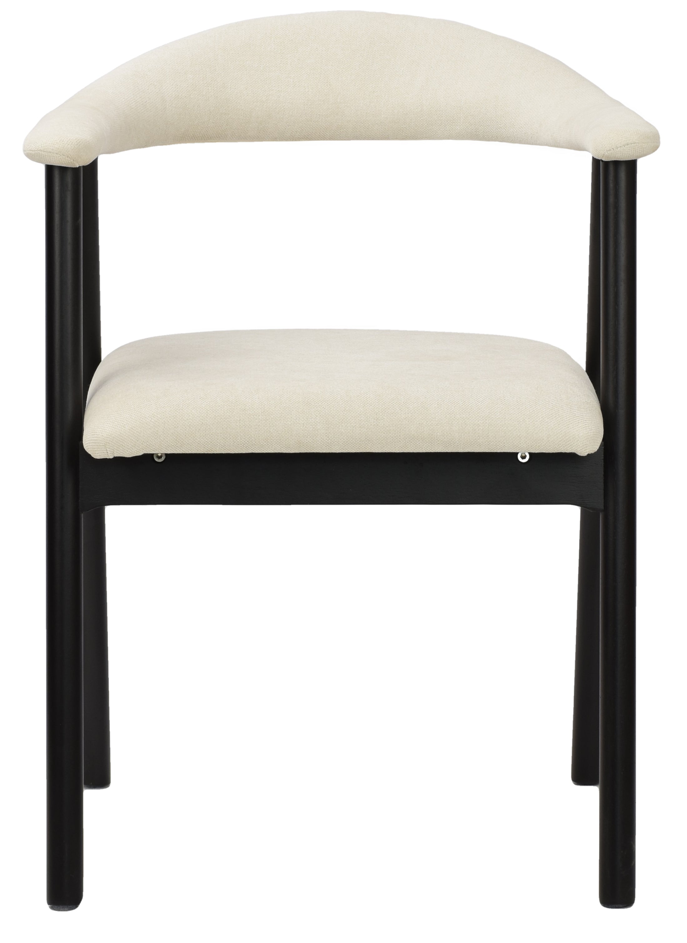 Krzesło drewniane do jadalni Depenne w tkaninie łatwoczyszczącej kremowa plecionka/czarny