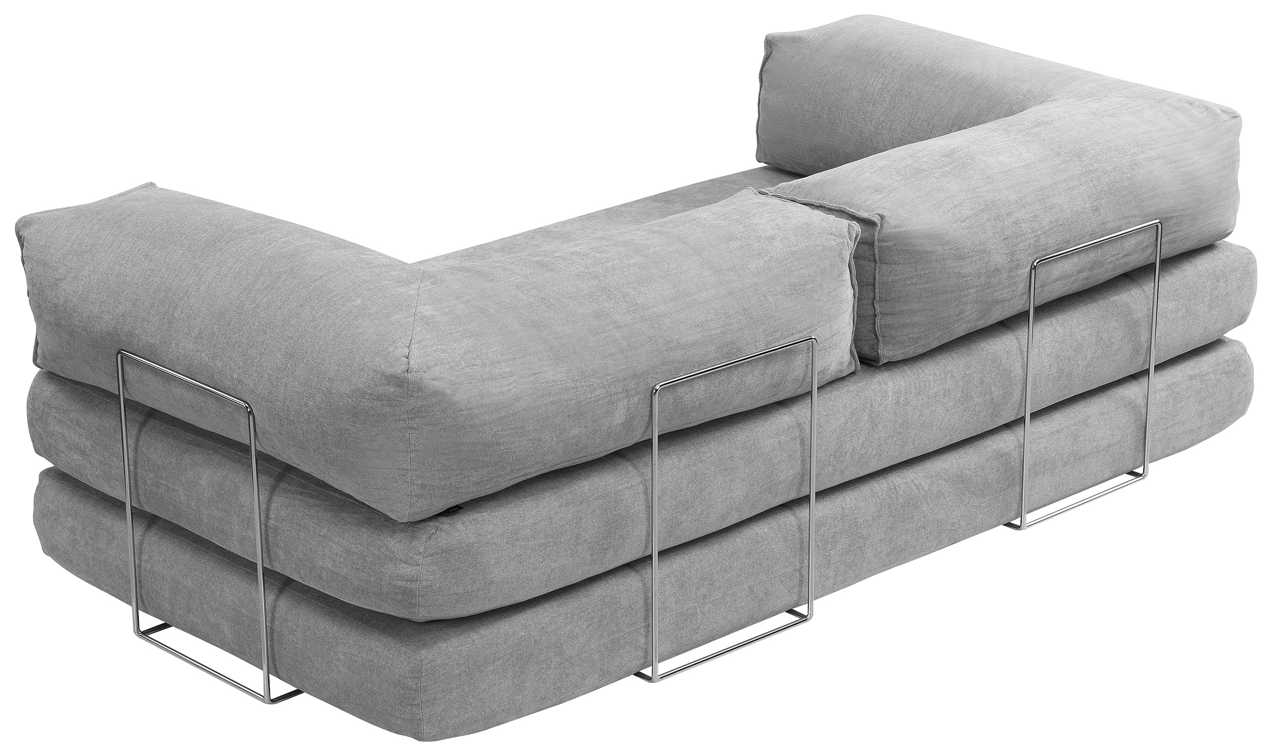 Kanapa rozkładana dwuosobowa Semassy jasnoszary szenil łatwoczyszczący z metalową ramą