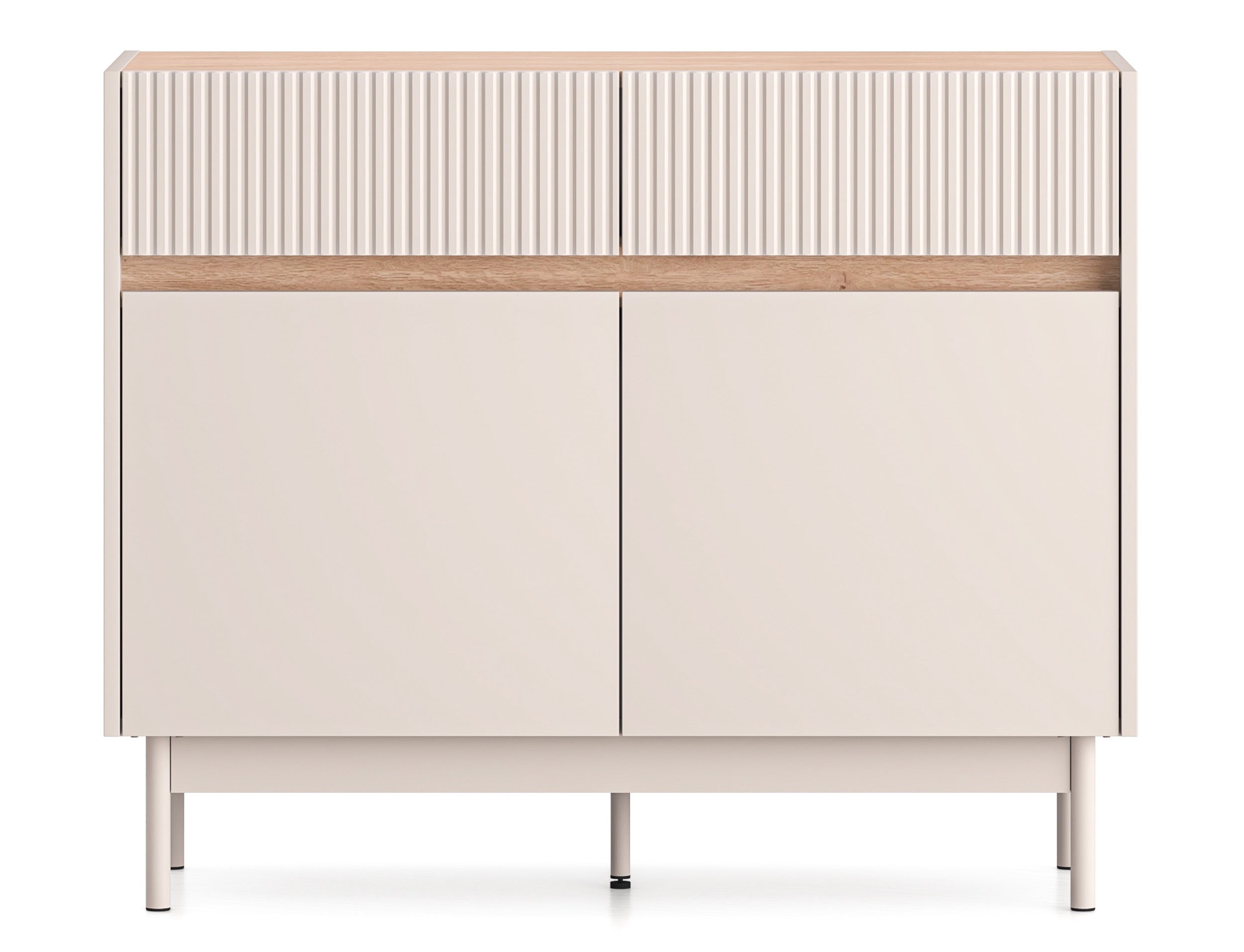 Komoda dwudrzwiowa Dunea z dwiema szufladami 104 cm kaszmir/dąb
