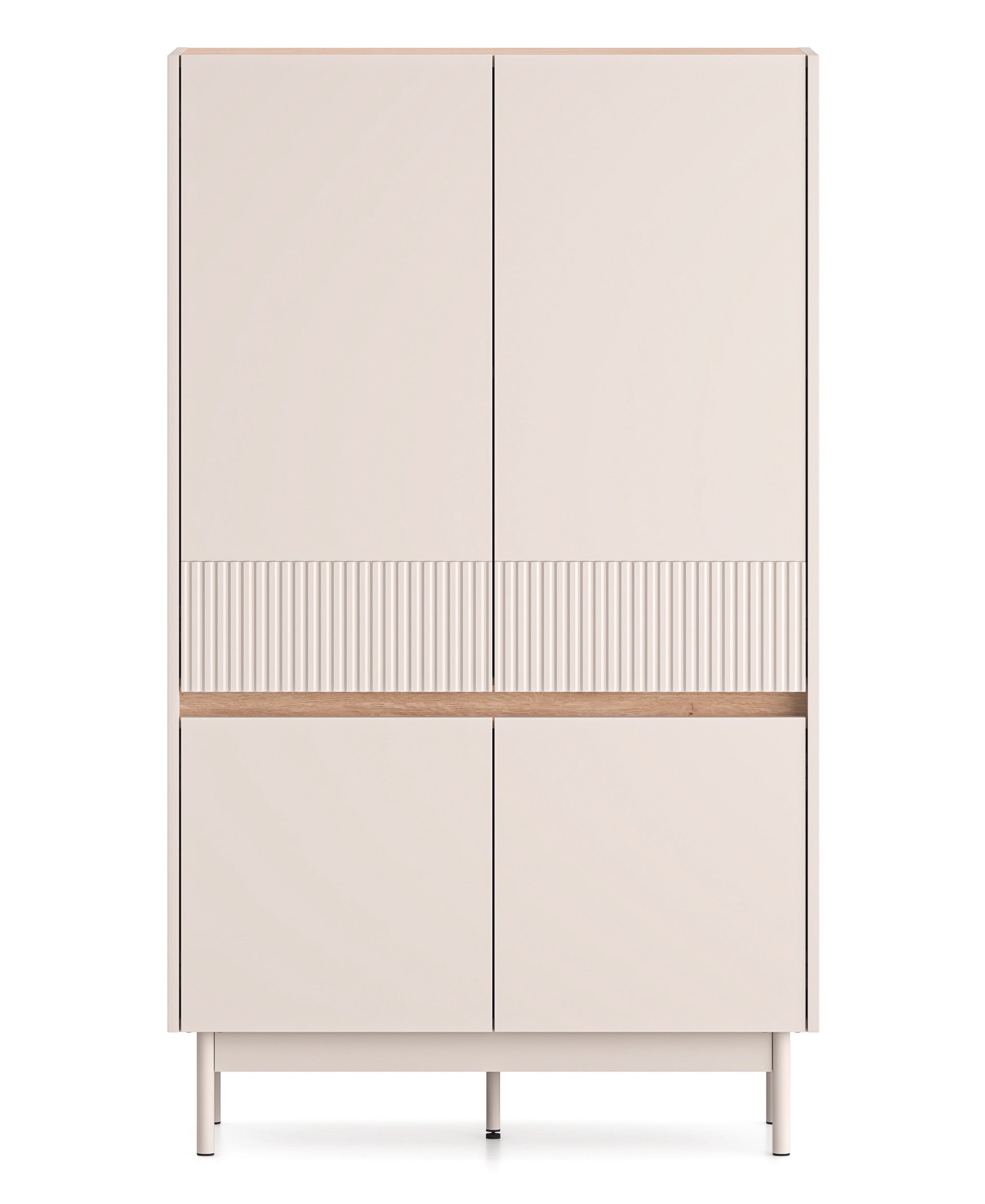 Komoda wysoka czterodrzwiowa Dunea 92 cm kaszmir/dąb
