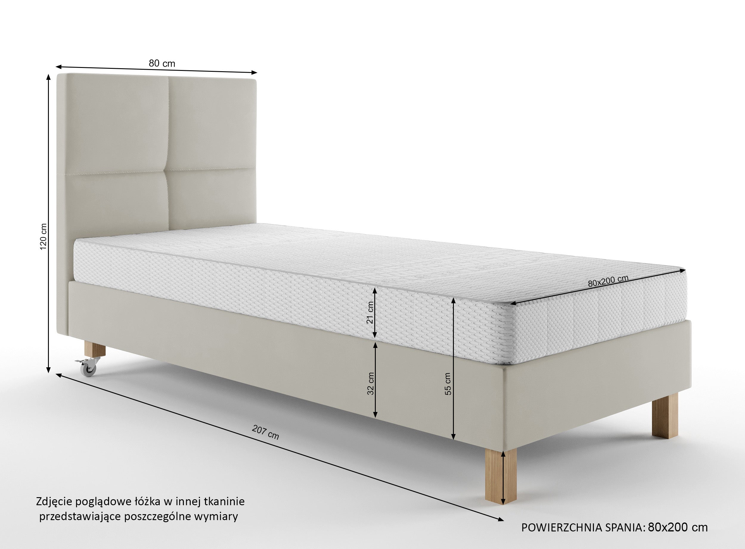 Łóżko tapicerowane 80x200 cm Donbay z wezglowiem panelowym i materacem kieszeniowym czarne welur hydrofobowy