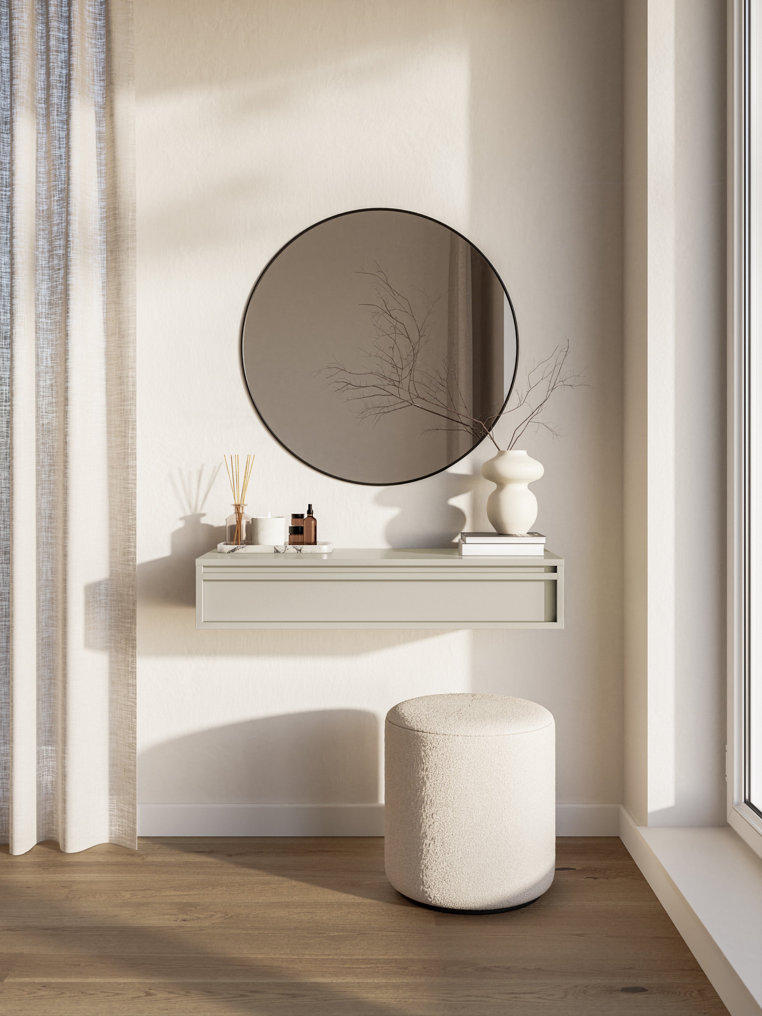 Konsola Evo z szufladą wisząca 90 cm kaszmir