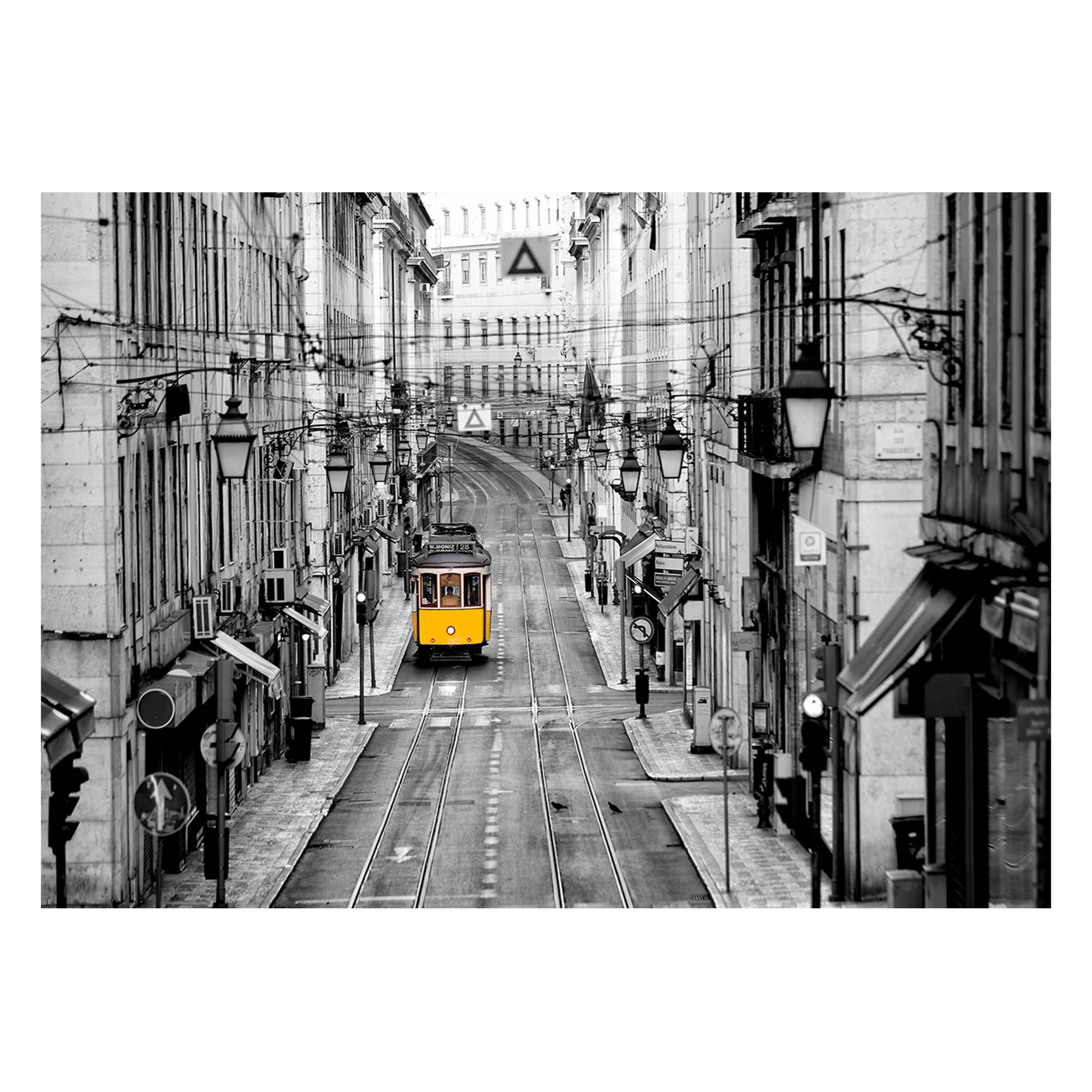 Obraz XL na szkle w ramie Yellow Tram 120x80 cm