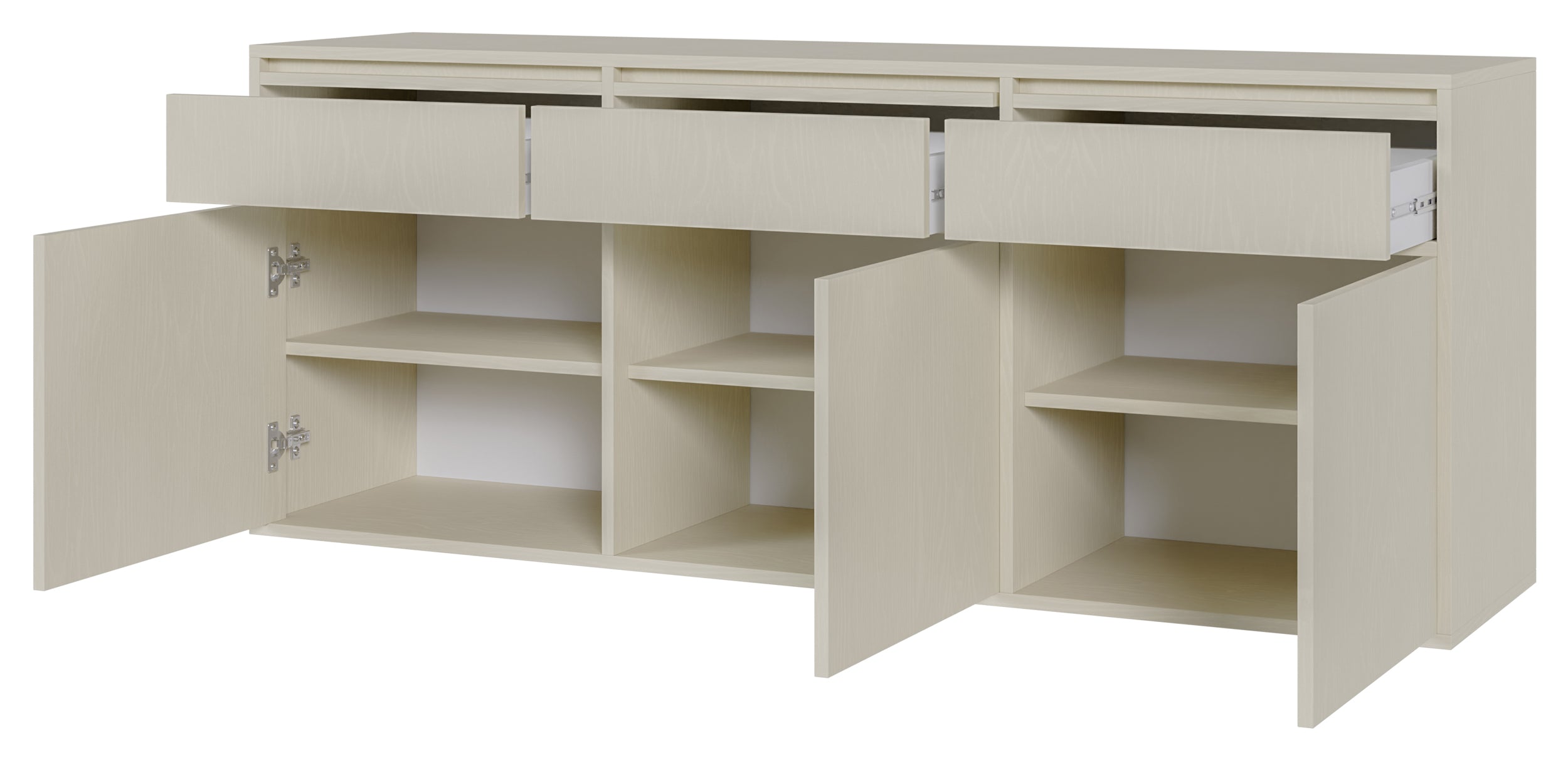 Komoda trzydrzwiowa Evo z szufladami wisząca 154 cm Beż piaskowy