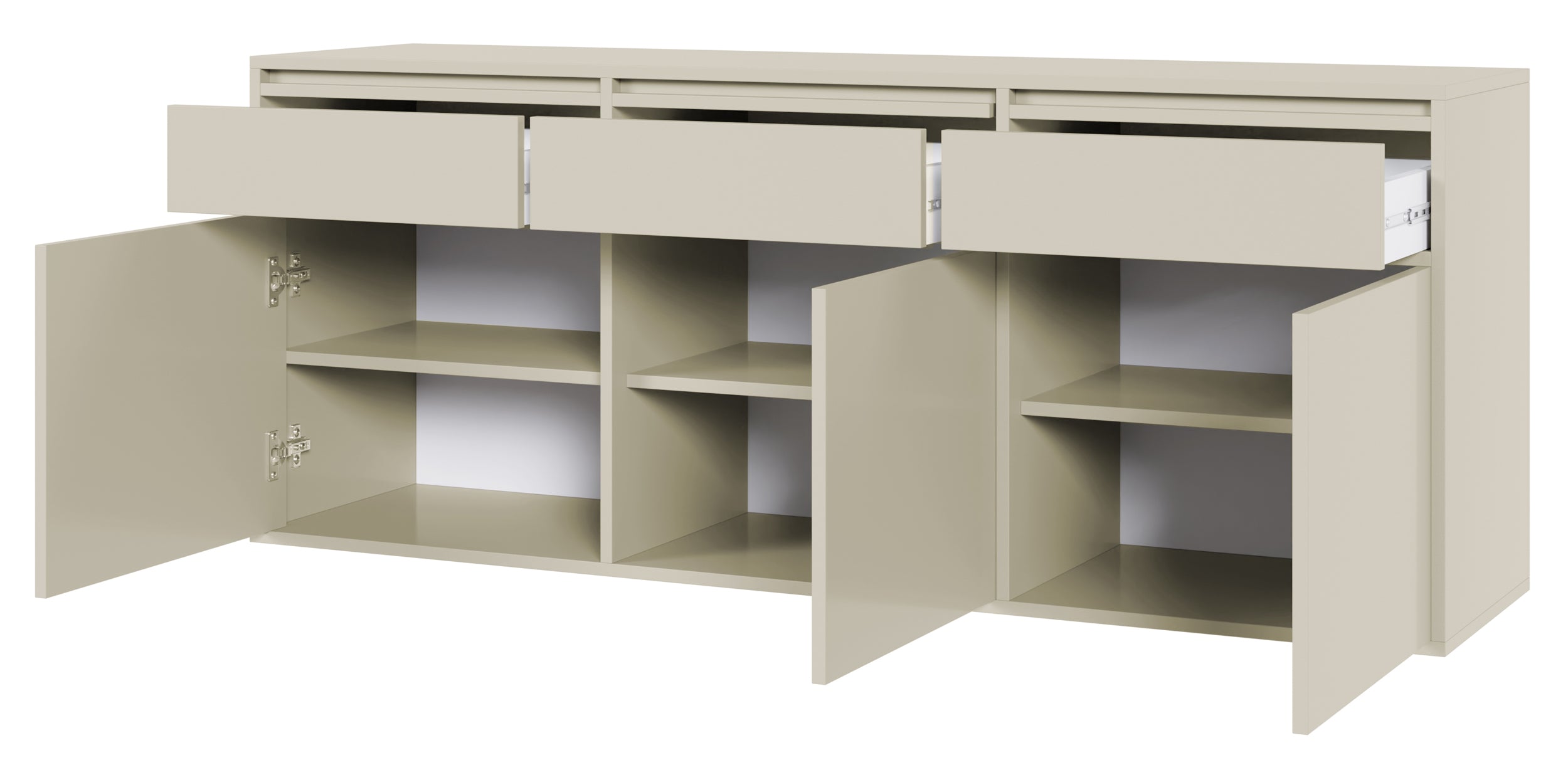 Komoda trzydrzwiowa Evo z szufladami wisząca 154 cm kaszmir