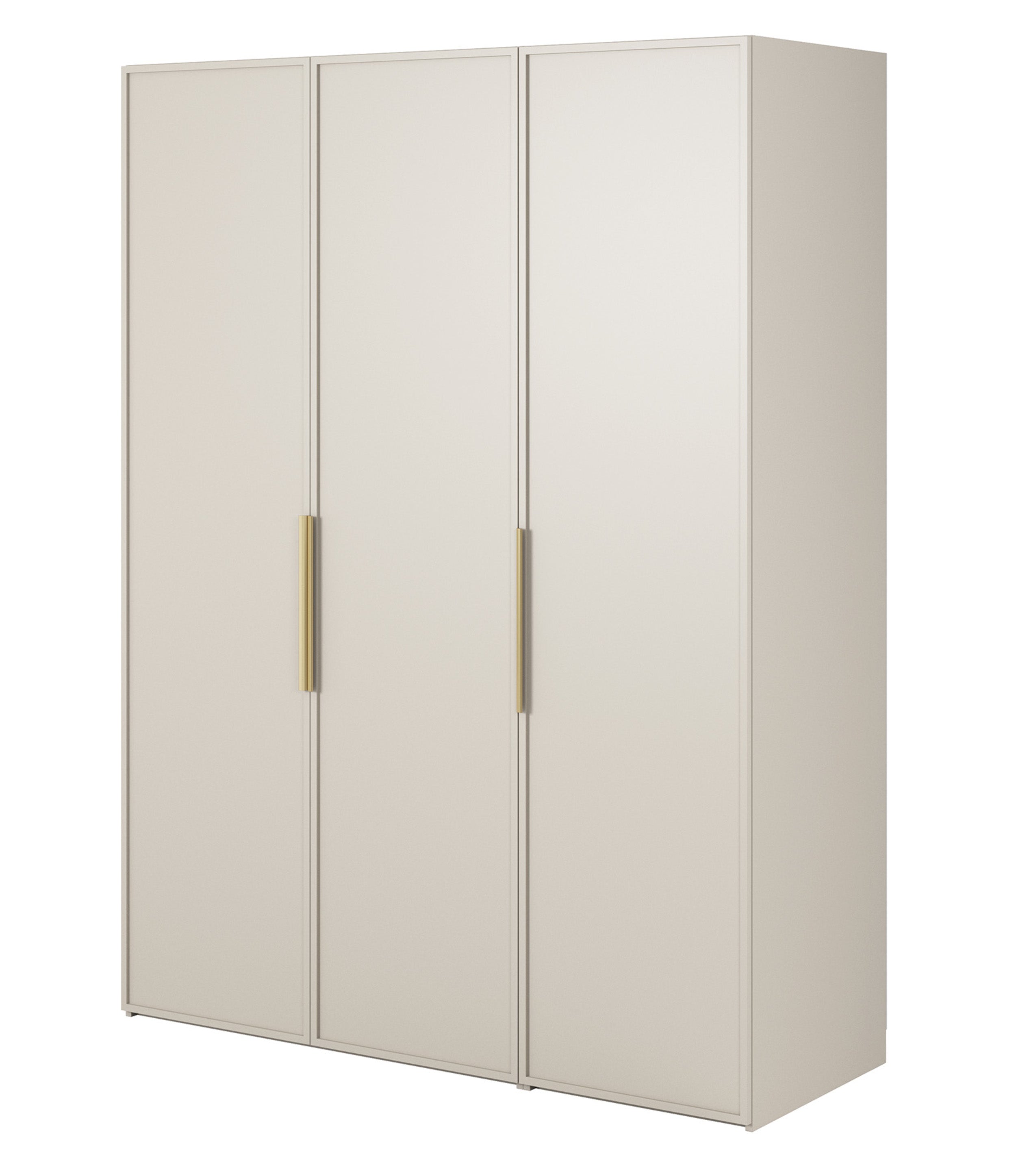 Szafa trzydrzwiowa Frame z długim drążkiem i siedmioma półkami 150 cm Szary beż