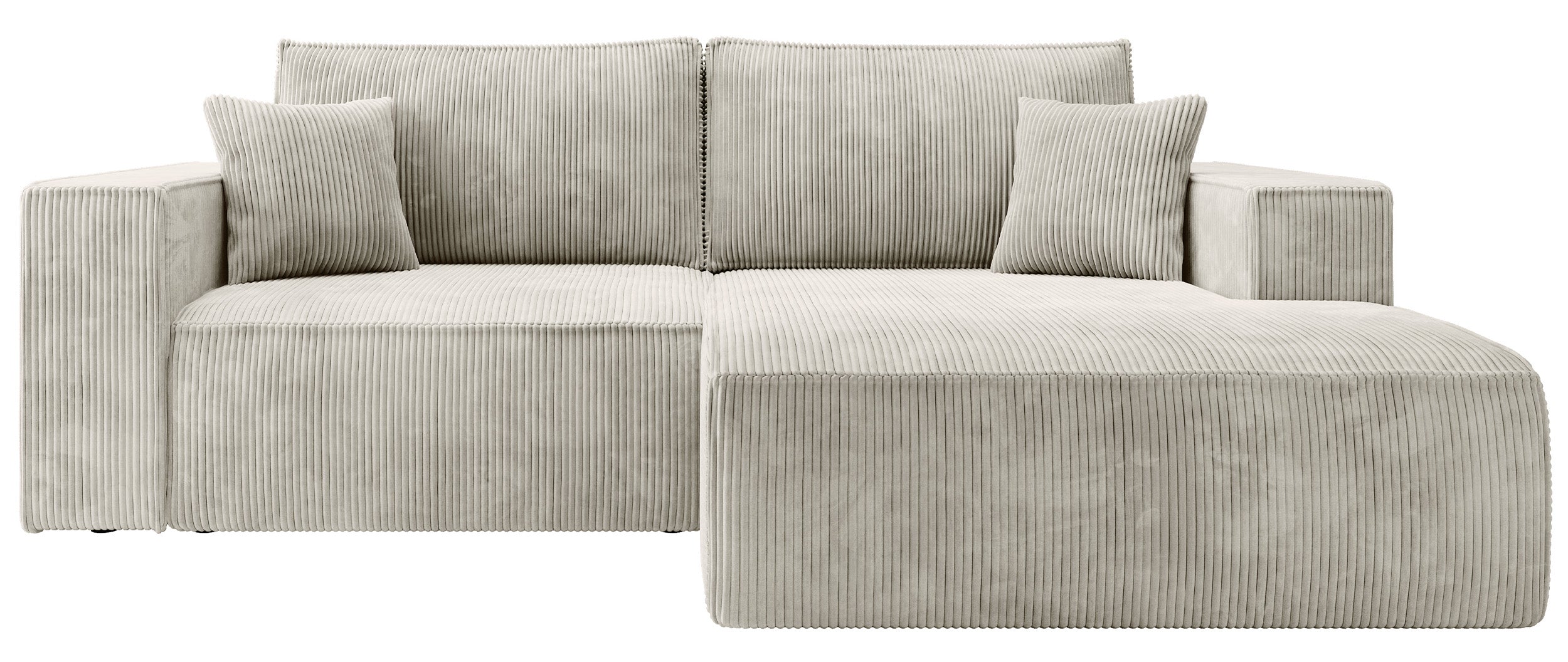 Narożnik z funkcją spania Farese mini L-kształtny prawostronny z pojemnikiem szarobeżowy sztruks