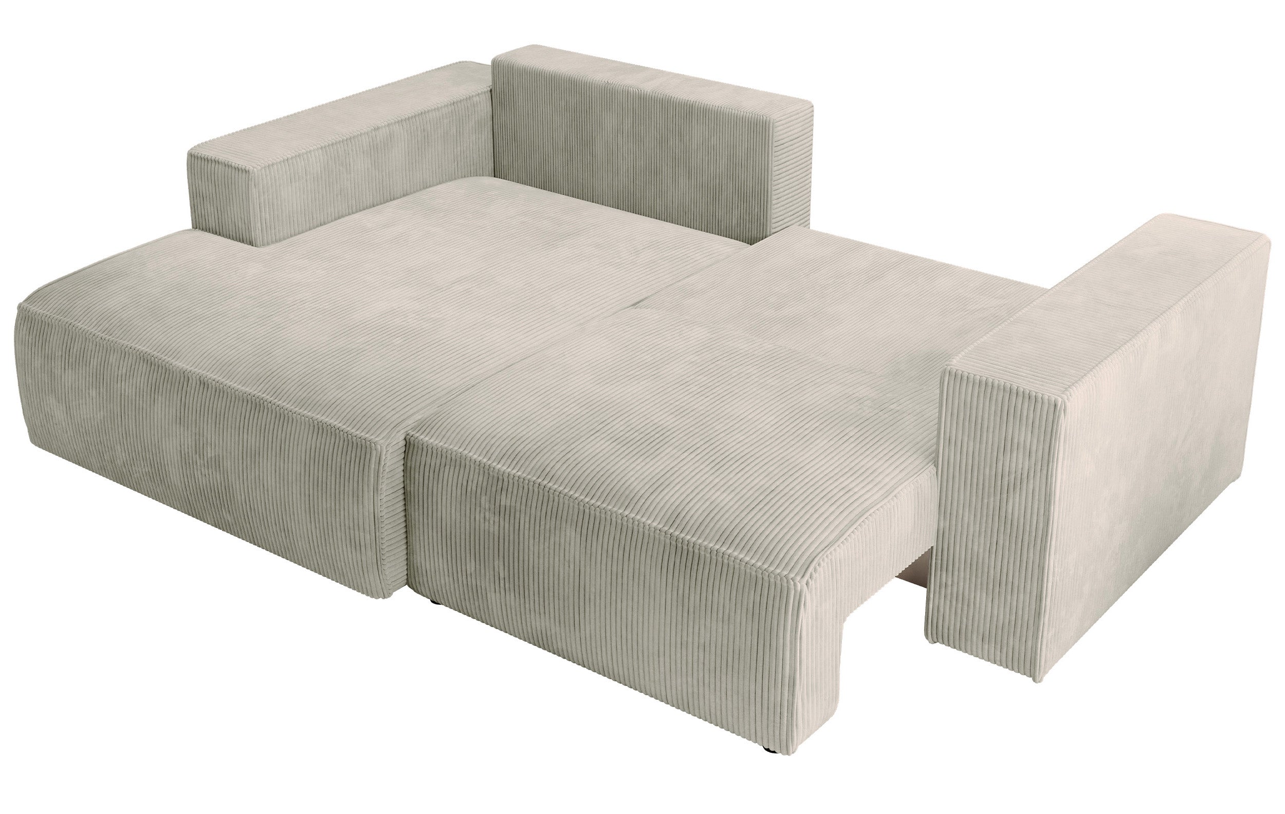 Narożnik z funkcją spania Farese mini L-kształtny lewostronny z pojemnikiem szarobeżowy sztruks