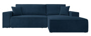 Narożnik z funkcją spania Farese New L-kształtny z pojemnikiem granatowy sztruks prawostronny