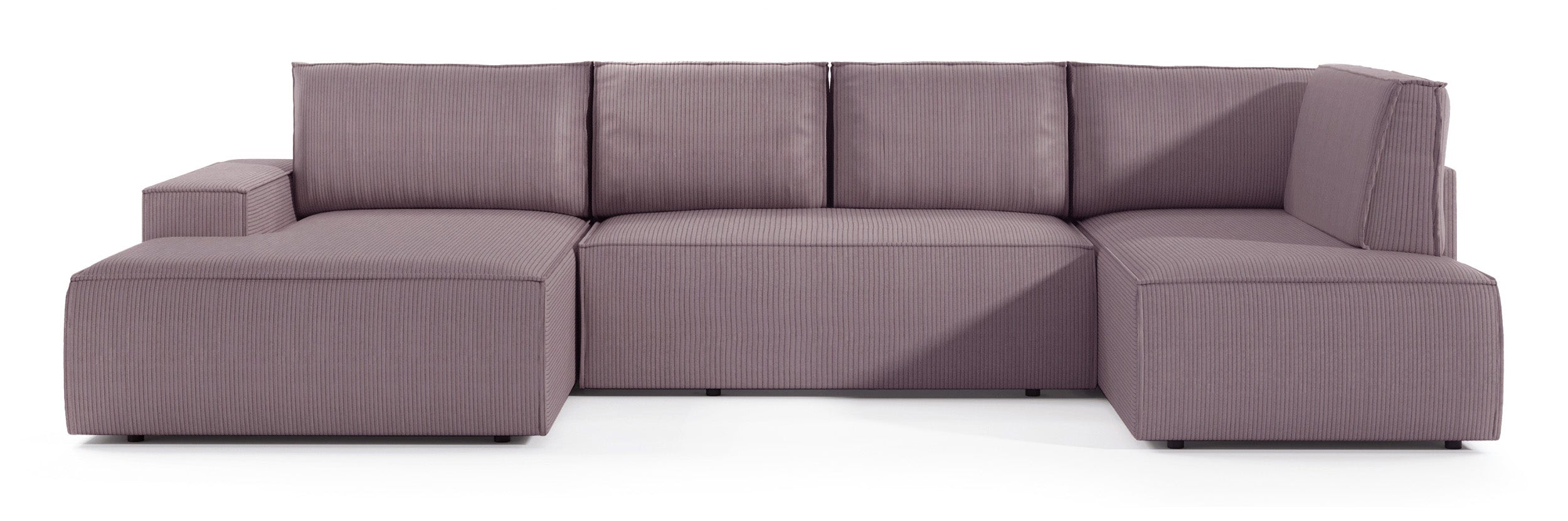 Narożnik z funkcją spania Farese New U-kształtny z pojemnikiem lewostronny różowy sztruks