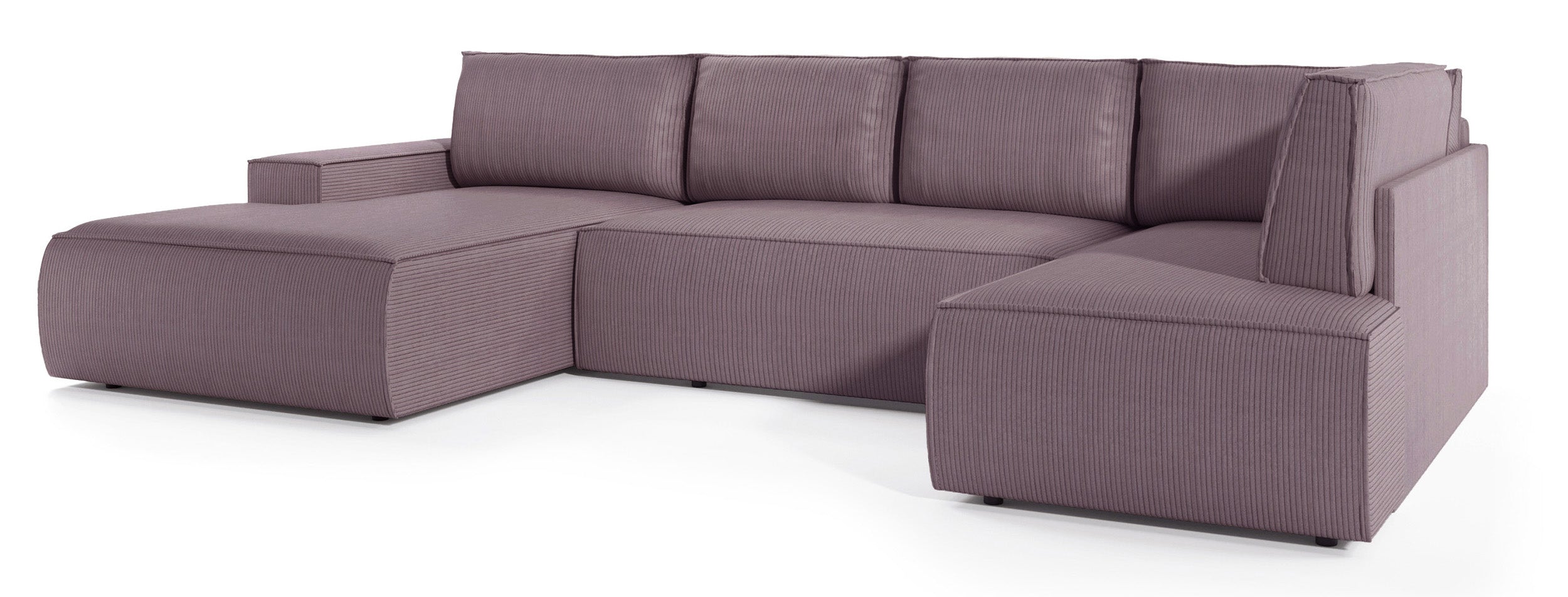 Narożnik z funkcją spania Farese New U-kształtny z pojemnikiem lewostronny różowy sztruks