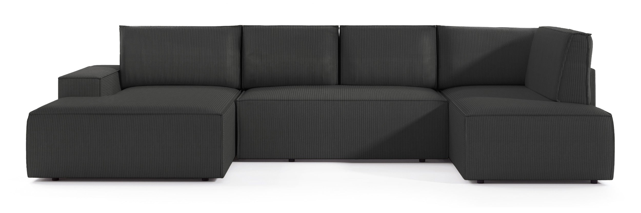 Narożnik z funkcją spania Farese New U-kształtny z pojemnikiem lewostronny ciemnoszary sztruks