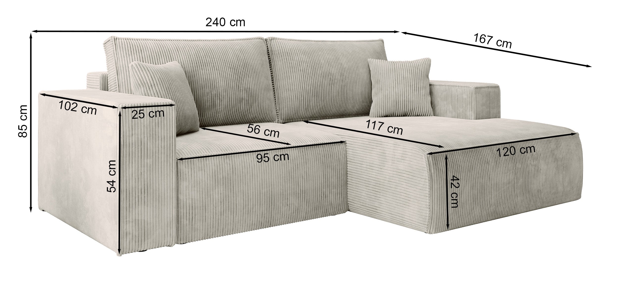 Narożnik z funkcją spania Farese mini L-kształtny lewostronny z pojemnikiem ciemnozielony sztruks