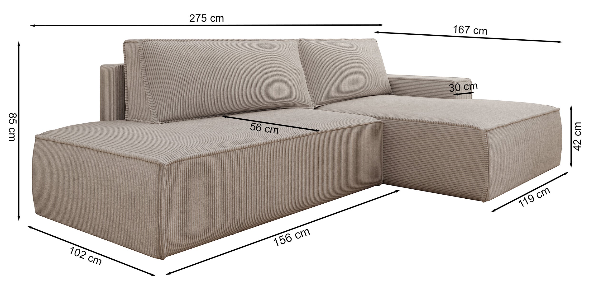 Narożnik z funkcją spania Felicjo L-kształtny lewostronny z pojemnikiem liliowy sztruks