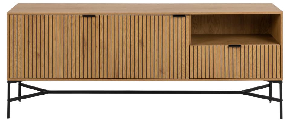 Komoda Flutivess dąb z lamelowym frontem na metalowych nóżkach 180 cm
