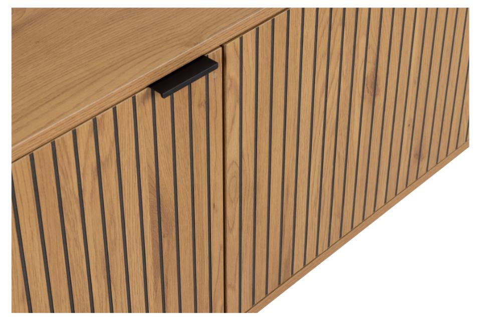 Komoda Flutivess dąb z lamelowym frontem na metalowych nóżkach 180 cm