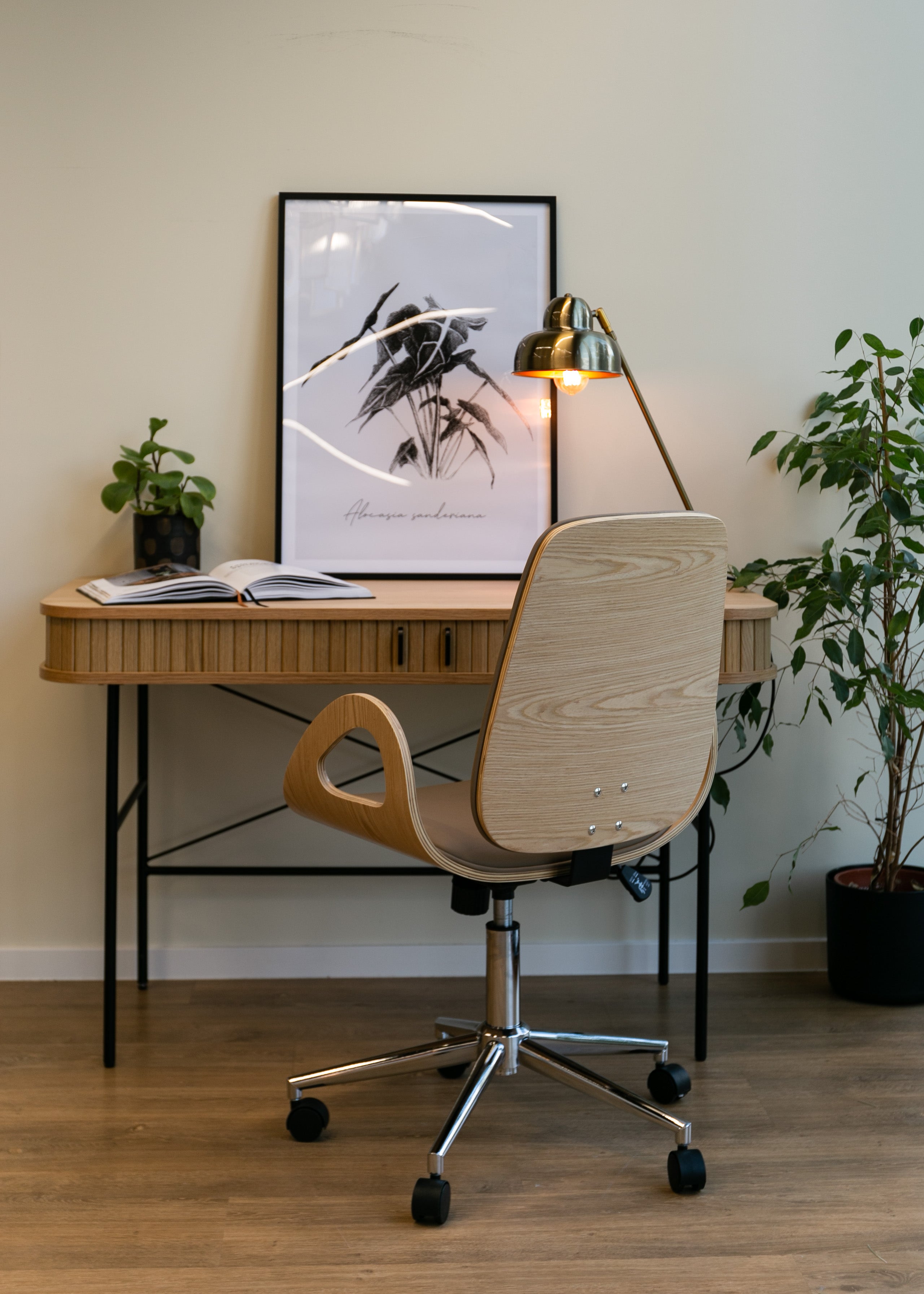 Biurko Gativel 120x60 cm lamele dąb naturalny