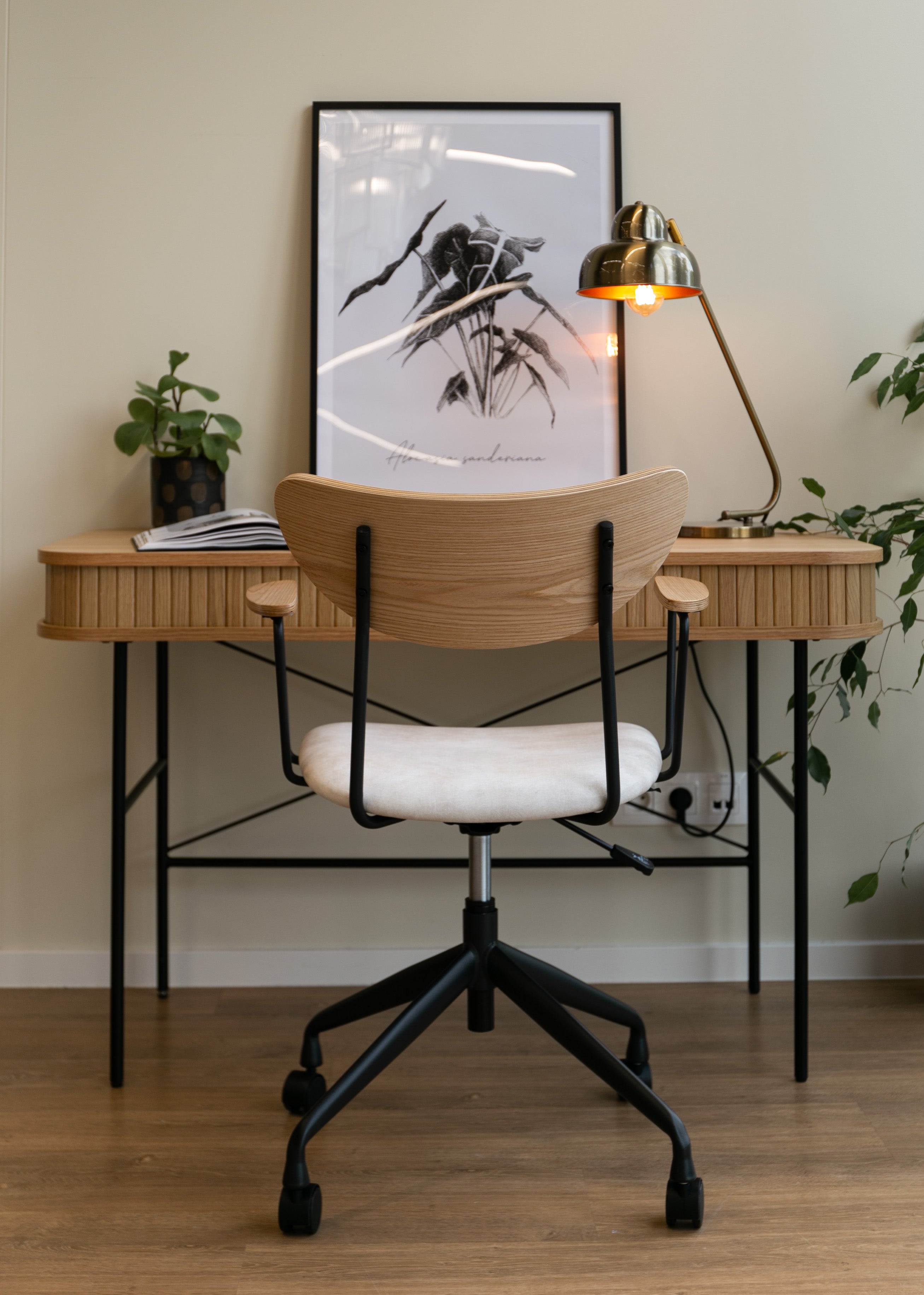 Biurko Gativel 120x60 cm lamele dąb naturalny