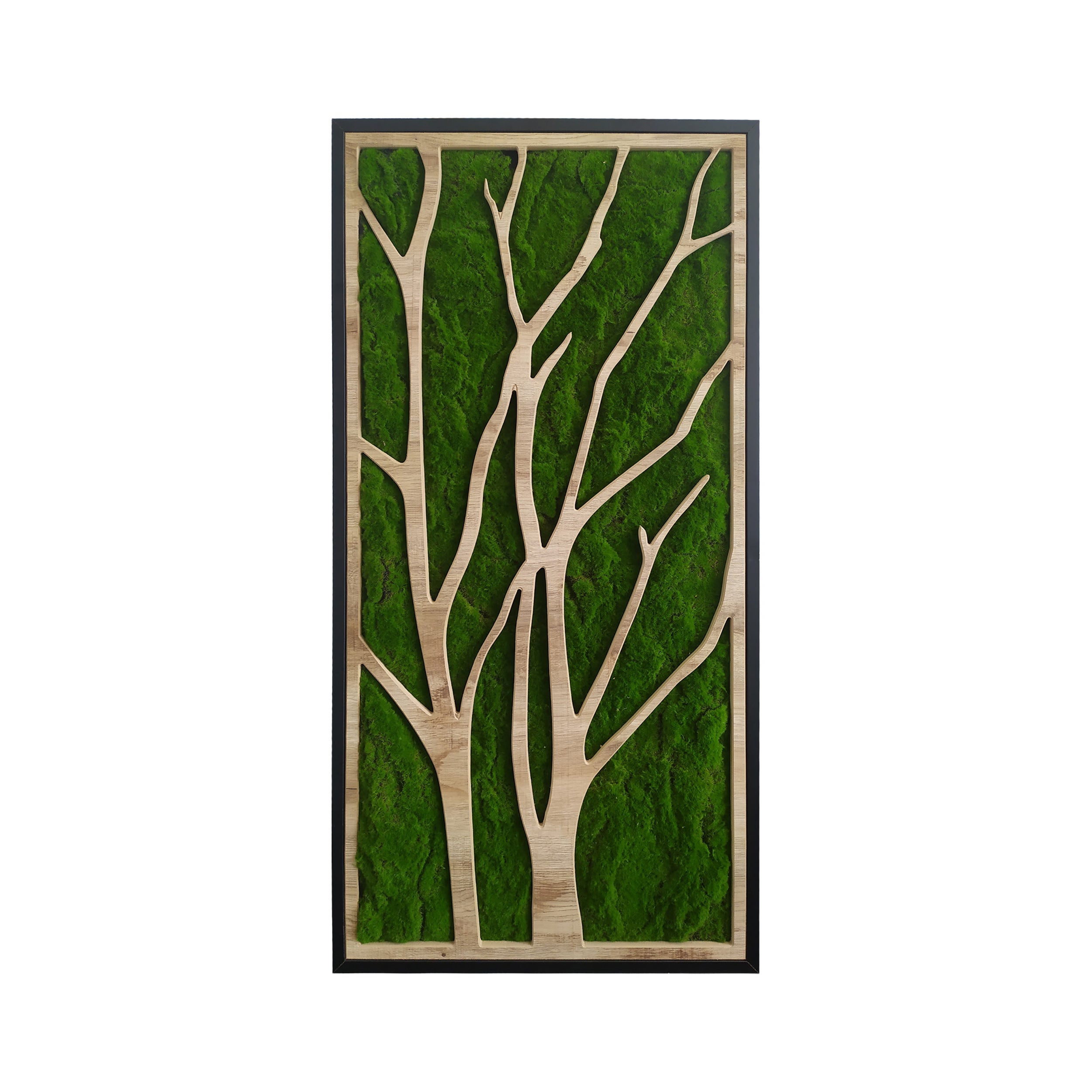 Obraz XL w czarnej ramie ze sztucznym mchem Green Deco II 100x50 cm