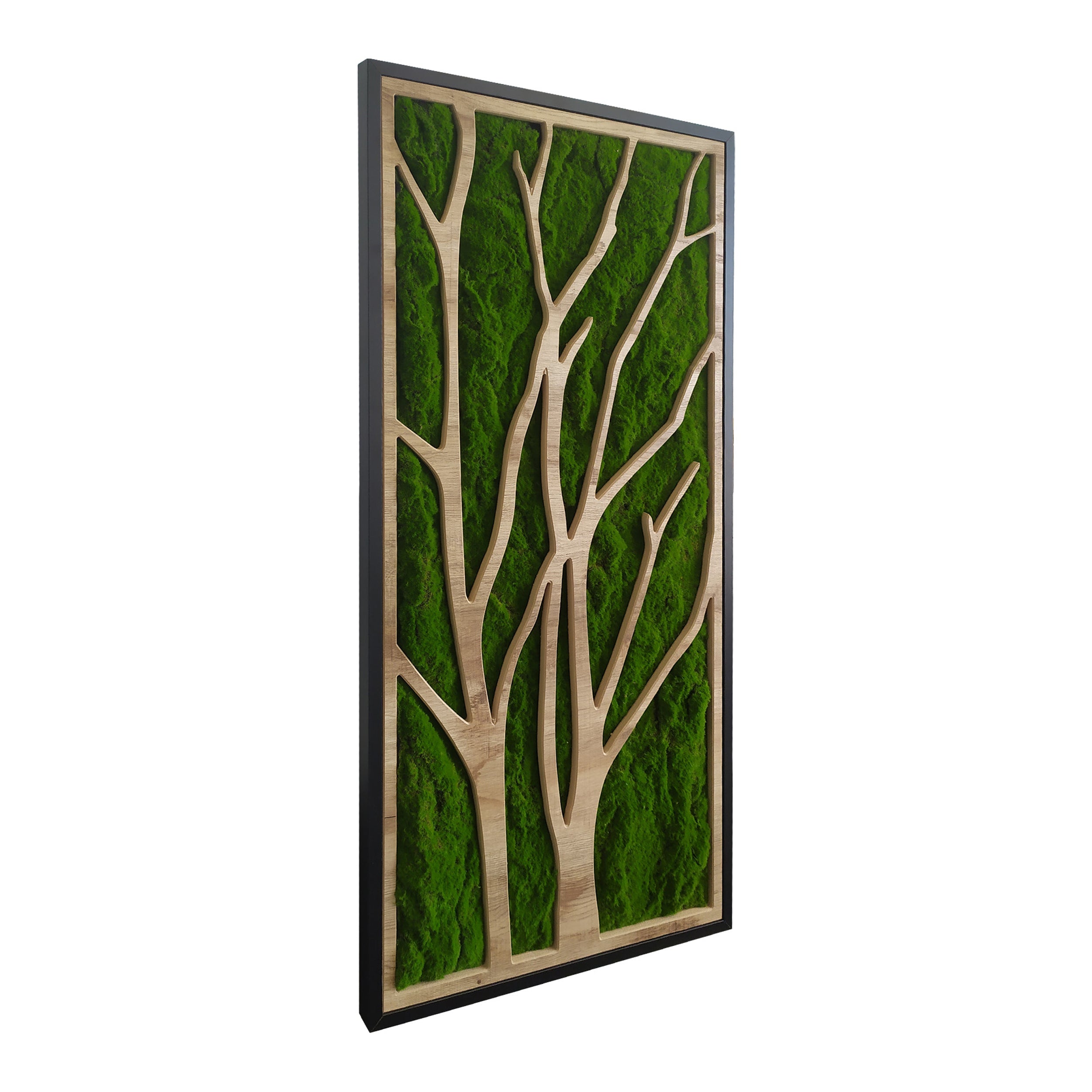 Obraz XL w czarnej ramie ze sztucznym mchem Green Deco II 100x50 cm
