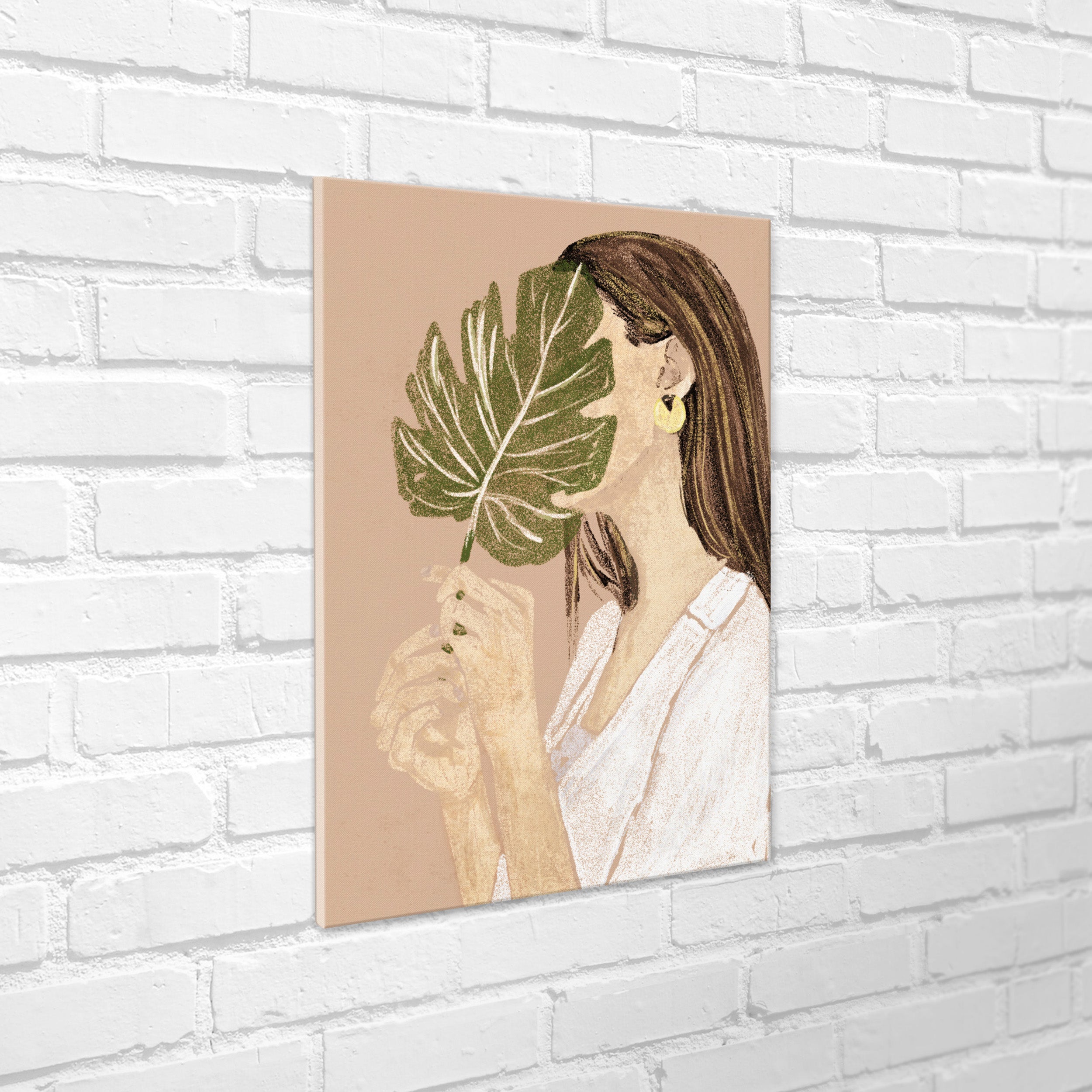 Obraz na płótnie Girl With Leaf 80x60 cm