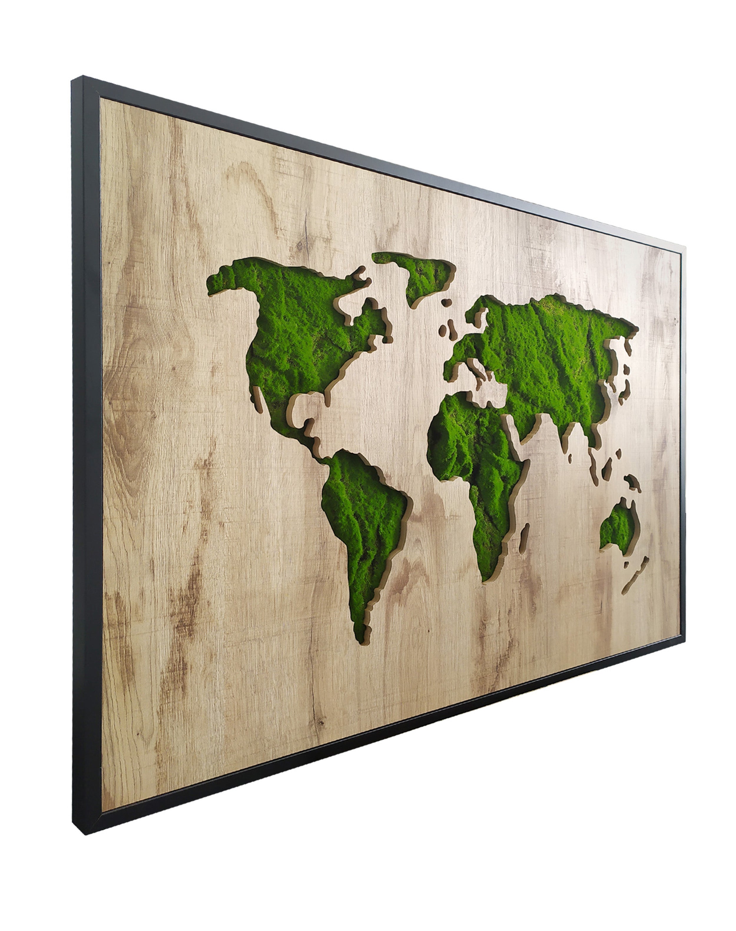 Obraz w czarnej ramie ze sztucznym mchem Green Deco 100x70 cm