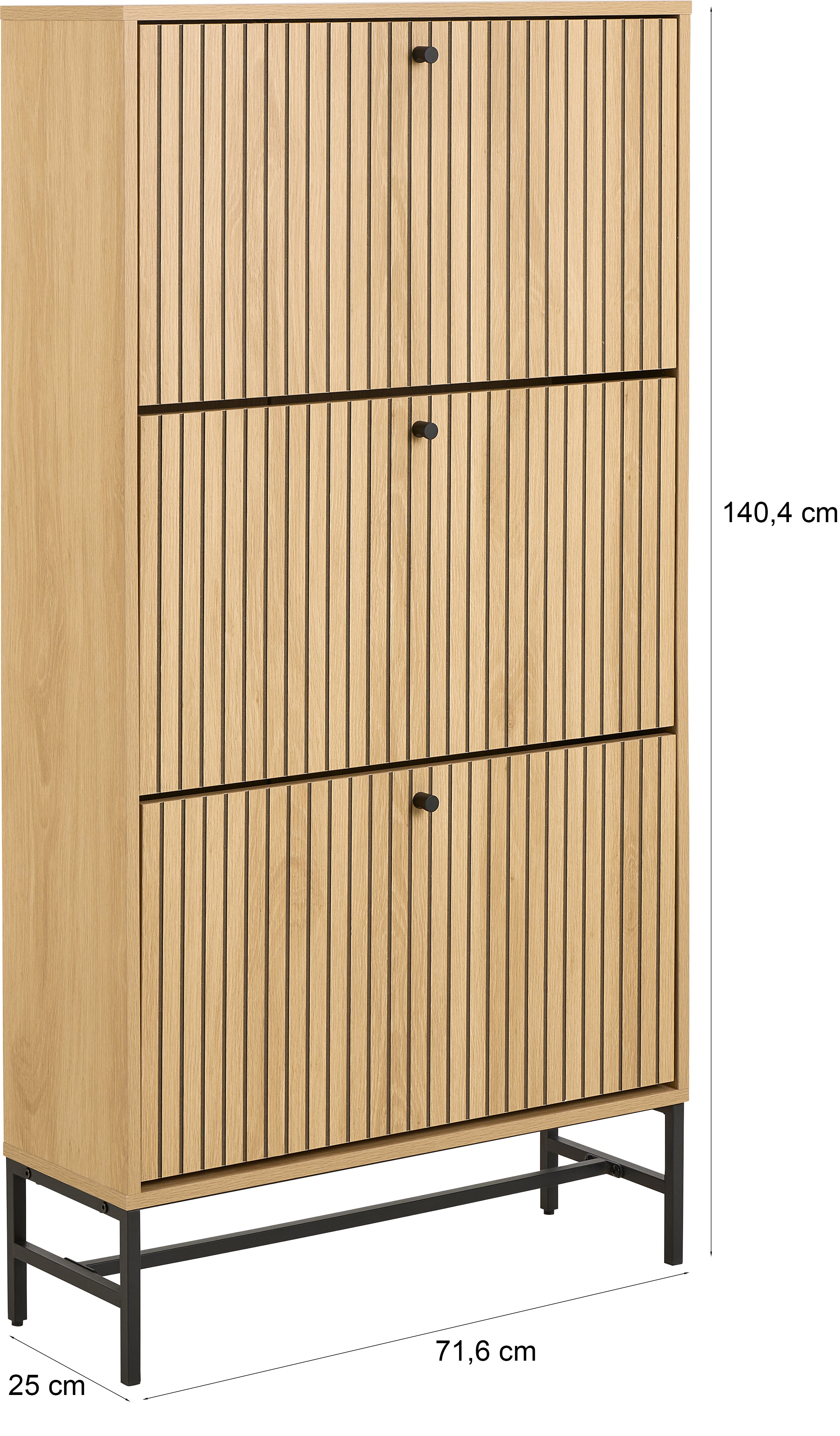 Szafka na buty Pously z trzema przegrodami 71,6 cm dąb naturalny