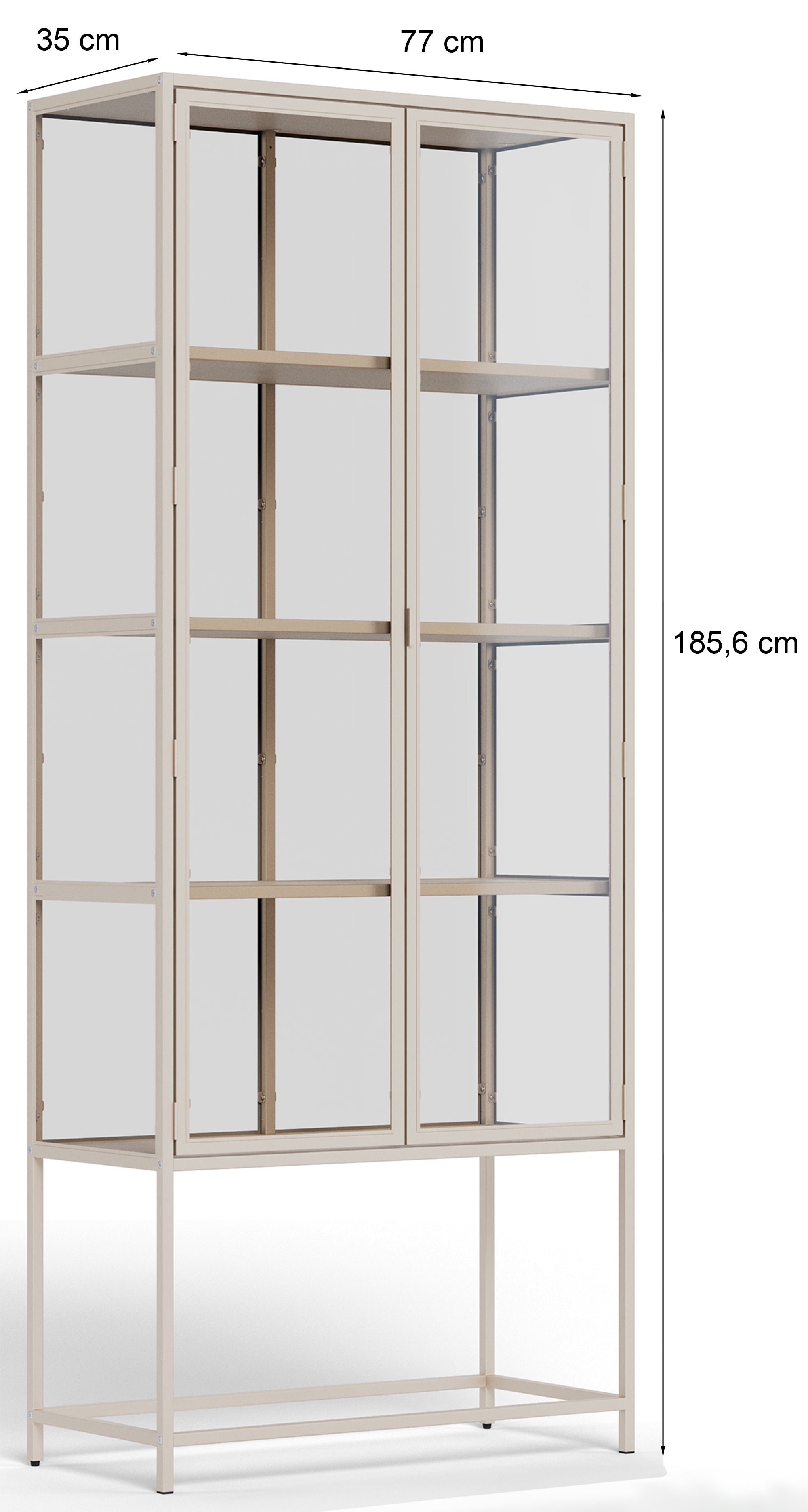 Witryna dwudrzwiowa Seaford 77 cm beżowa