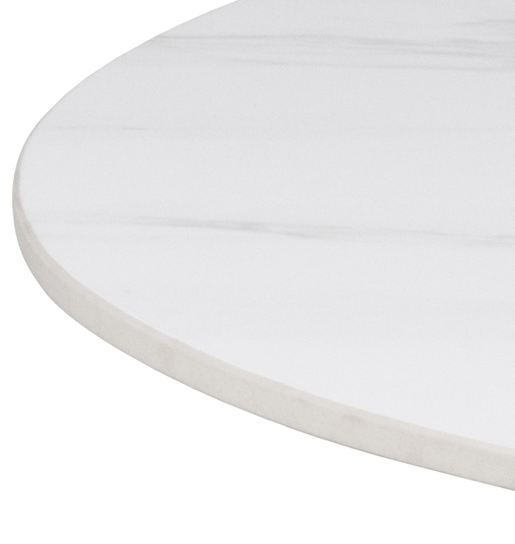 Stolik barowy Roshly średnica 80 cm biały ceramiczny blat z metalową podstawą