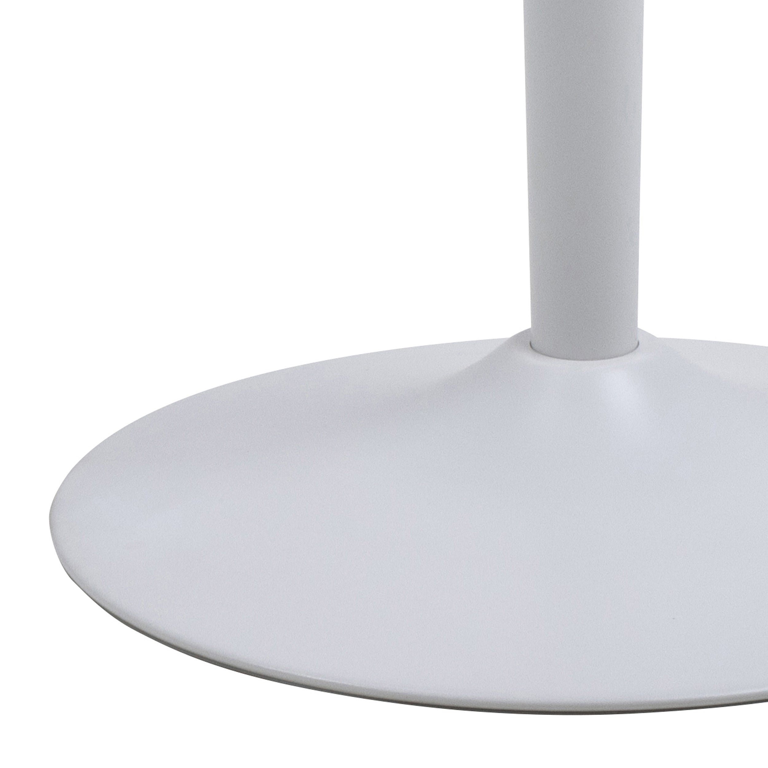 Stolik barowy Roshly średnica 80 cm biały ceramiczny blat z metalową podstawą
