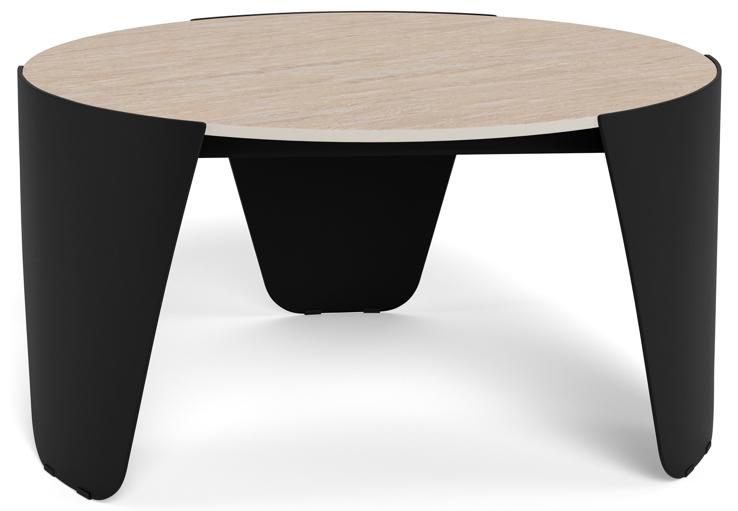 Stolik kawowy Elira średnica 80 cm trawertyn ceramiczny blat z metalową podstawą
