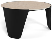 Stolik kawowy Elira średnica 80 cm trawertyn ceramiczny blat z metalową podstawą