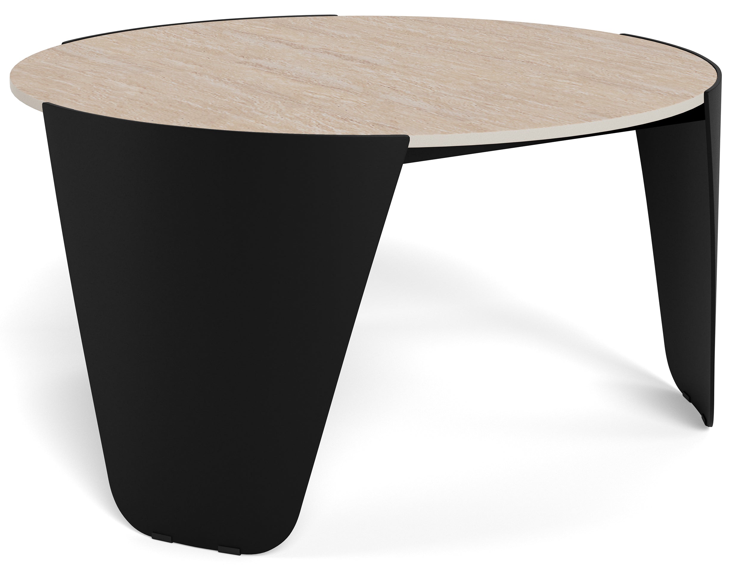 Stolik kawowy Elira średnica 80 cm trawertyn ceramiczny blat z metalową podstawą