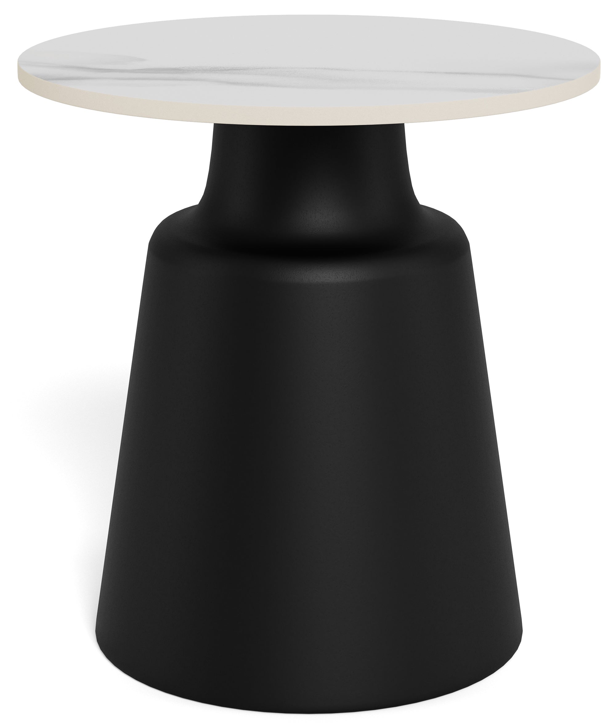 Stolik kawowy Santorini średnica 45 cm jasnoszary ceramiczny blat z metalową podstawą