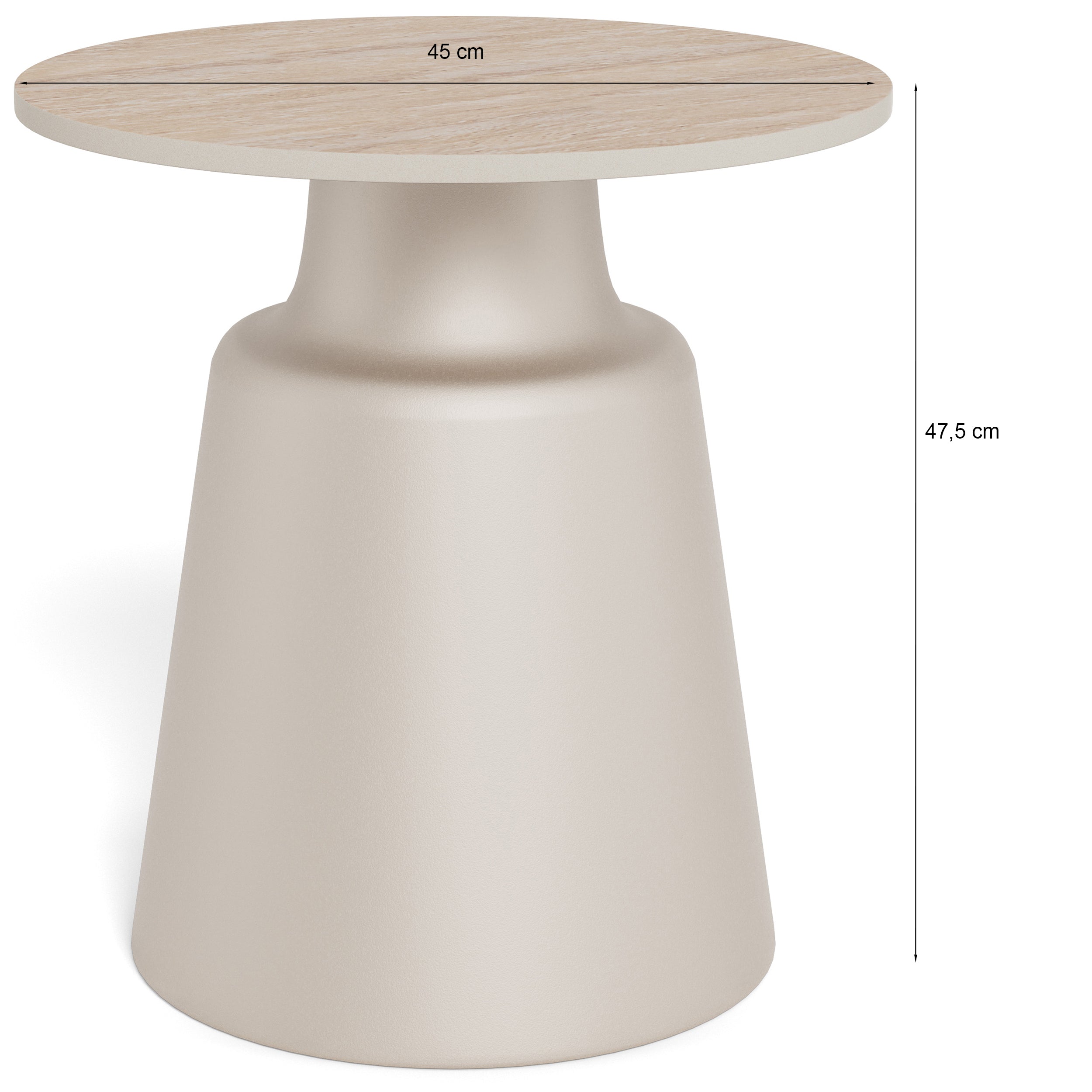 Stolik kawowy Santorini średnica 45 cm trawertyn ceramiczny blat z metalową podstawą