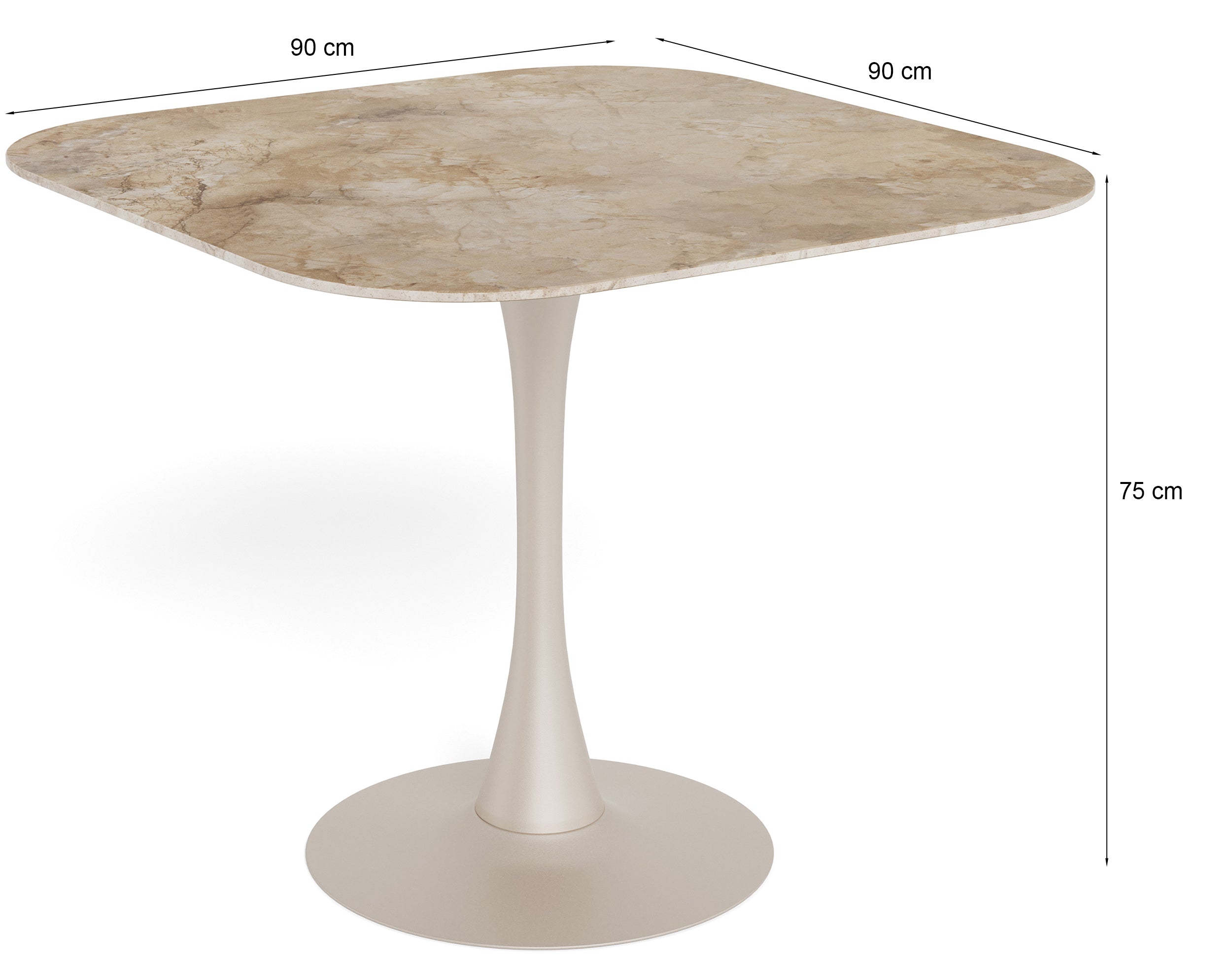 Stół do jadalni Roshly 90x90 cm beżowy ceramiczny blat