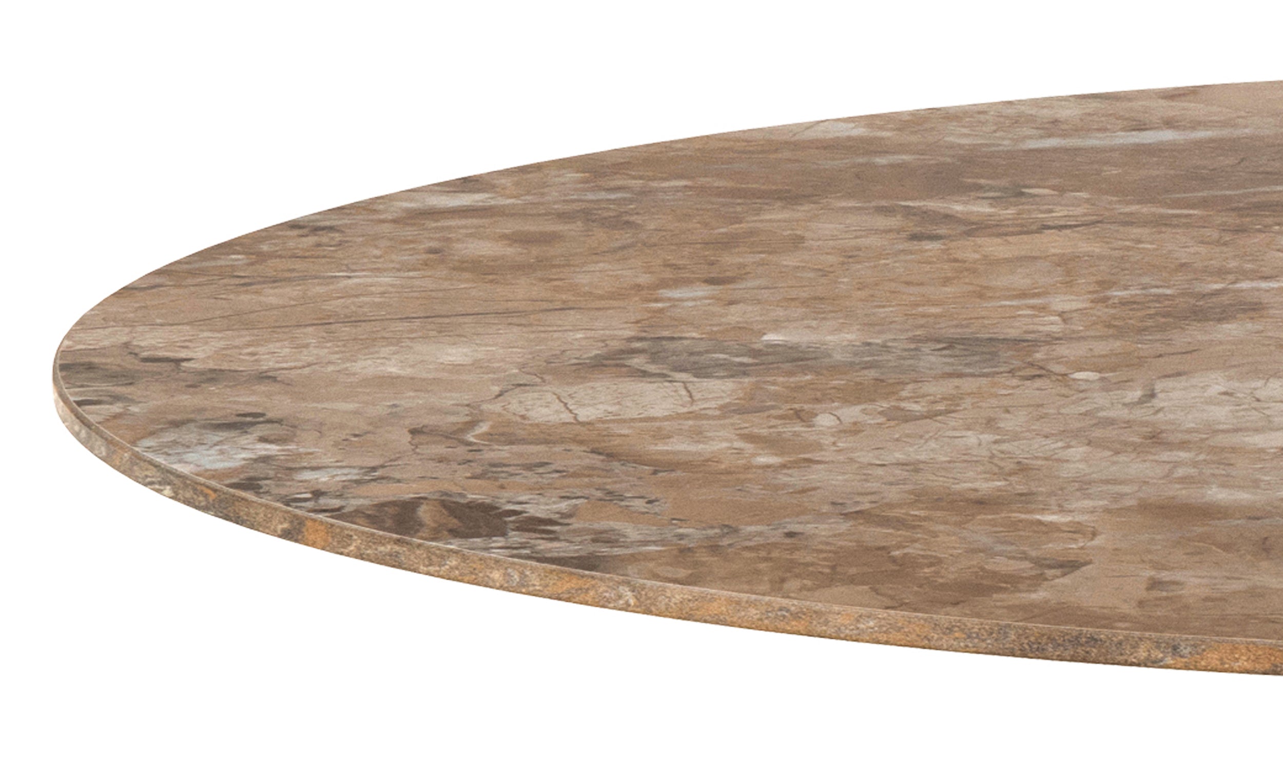 Stolik barowy Roshly średnica 80 cm trawertyn ceramiczny blat z metalową podstawą