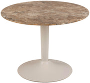 Stolik kawowy Roshly średnica 60 cm trawertyn ceramiczny blat z metalową podstawą