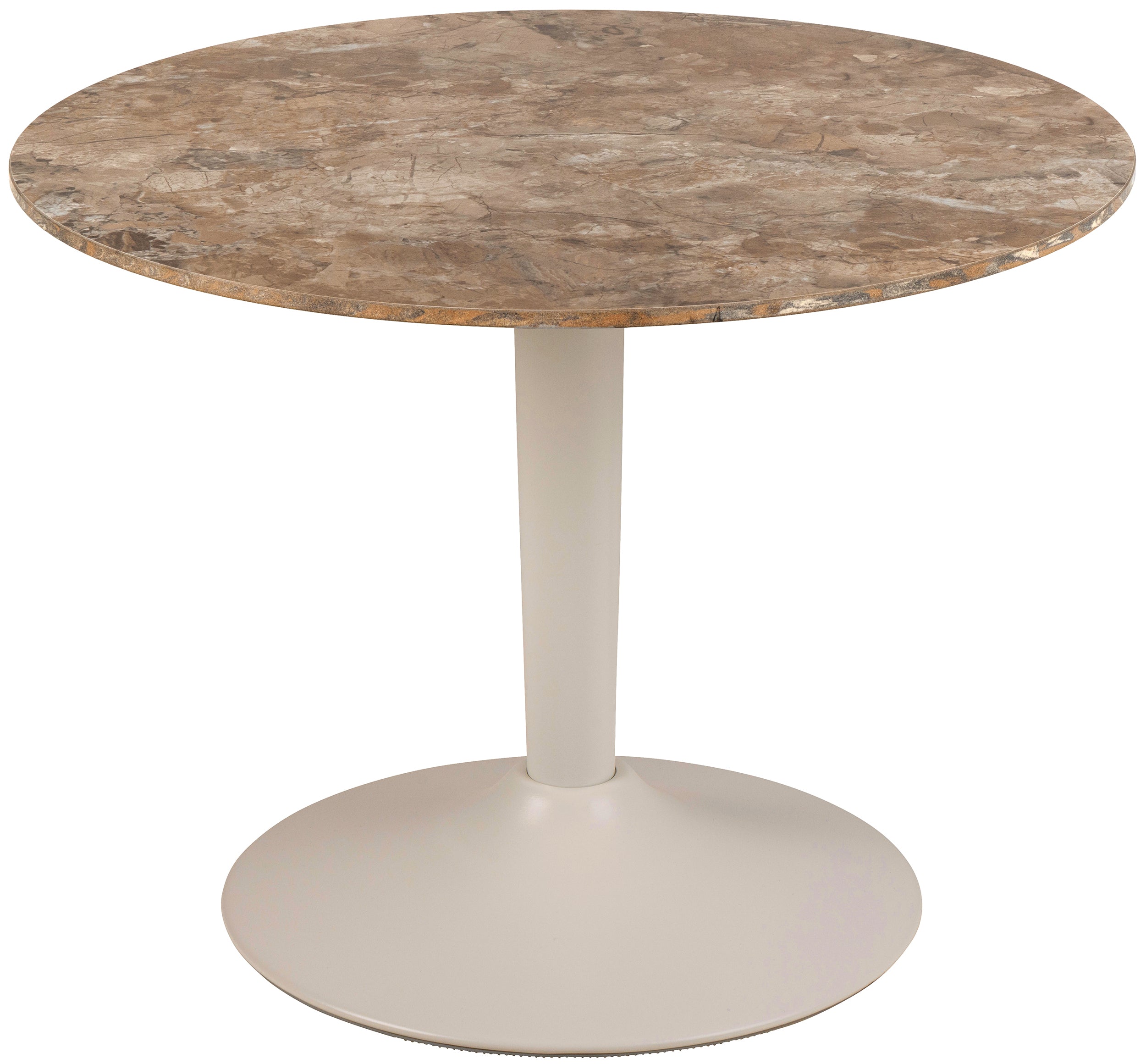 Stolik kawowy Roshly średnica 60 cm trawertyn ceramiczny blat z metalową podstawą