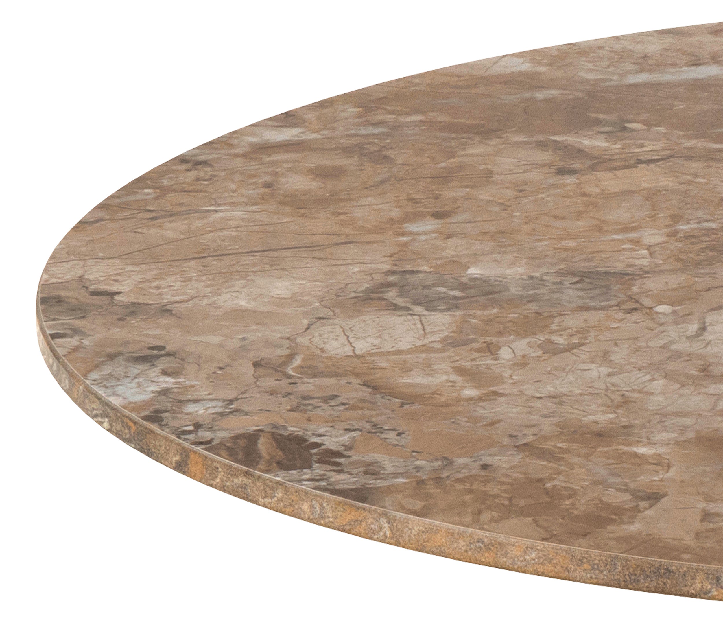 Stolik kawowy Roshly średnica 60 cm trawertyn ceramiczny blat z metalową podstawą