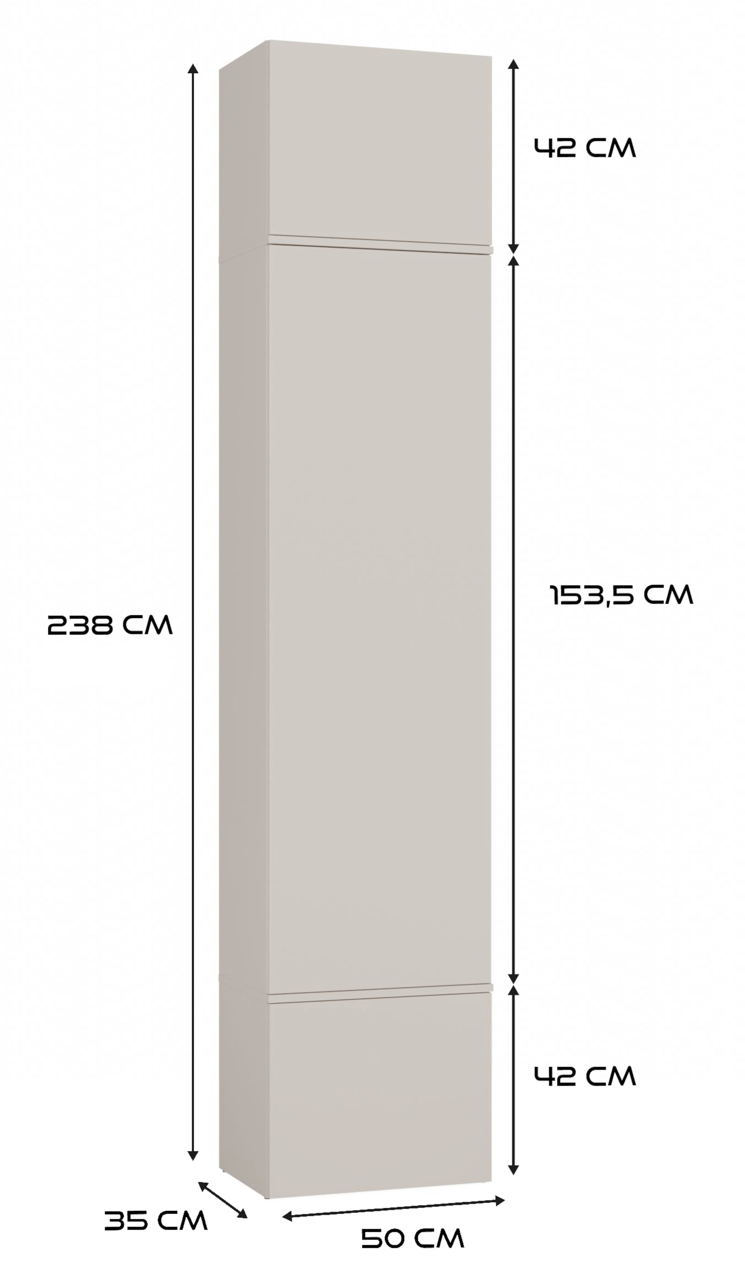 Garderoba trzydrzwiowa Haga z wieszakami i półkami 200 cm kaszmir