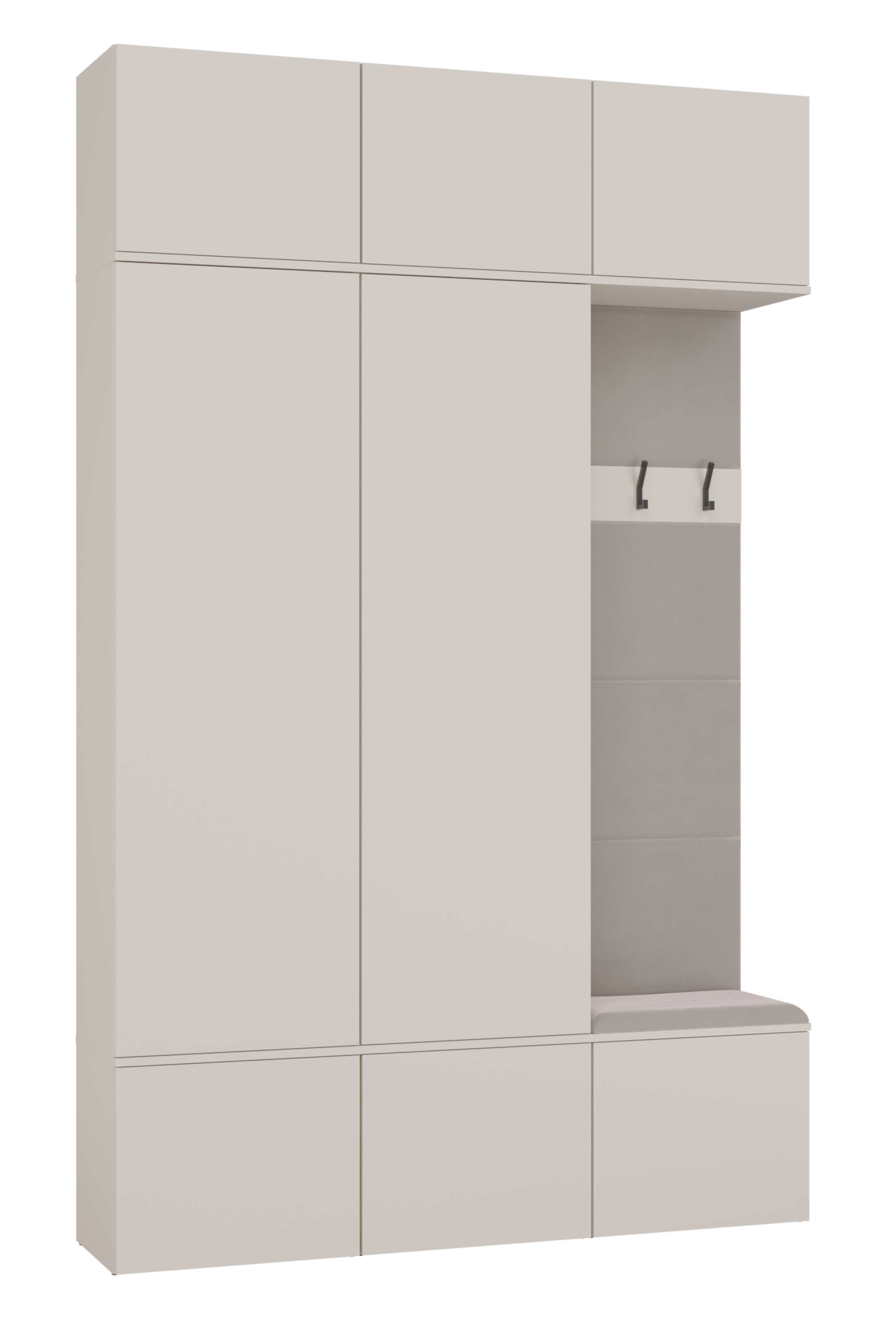 Garderoba dwudrzwiowa Haga z wieszakami i półkami 150 cm kaszmir